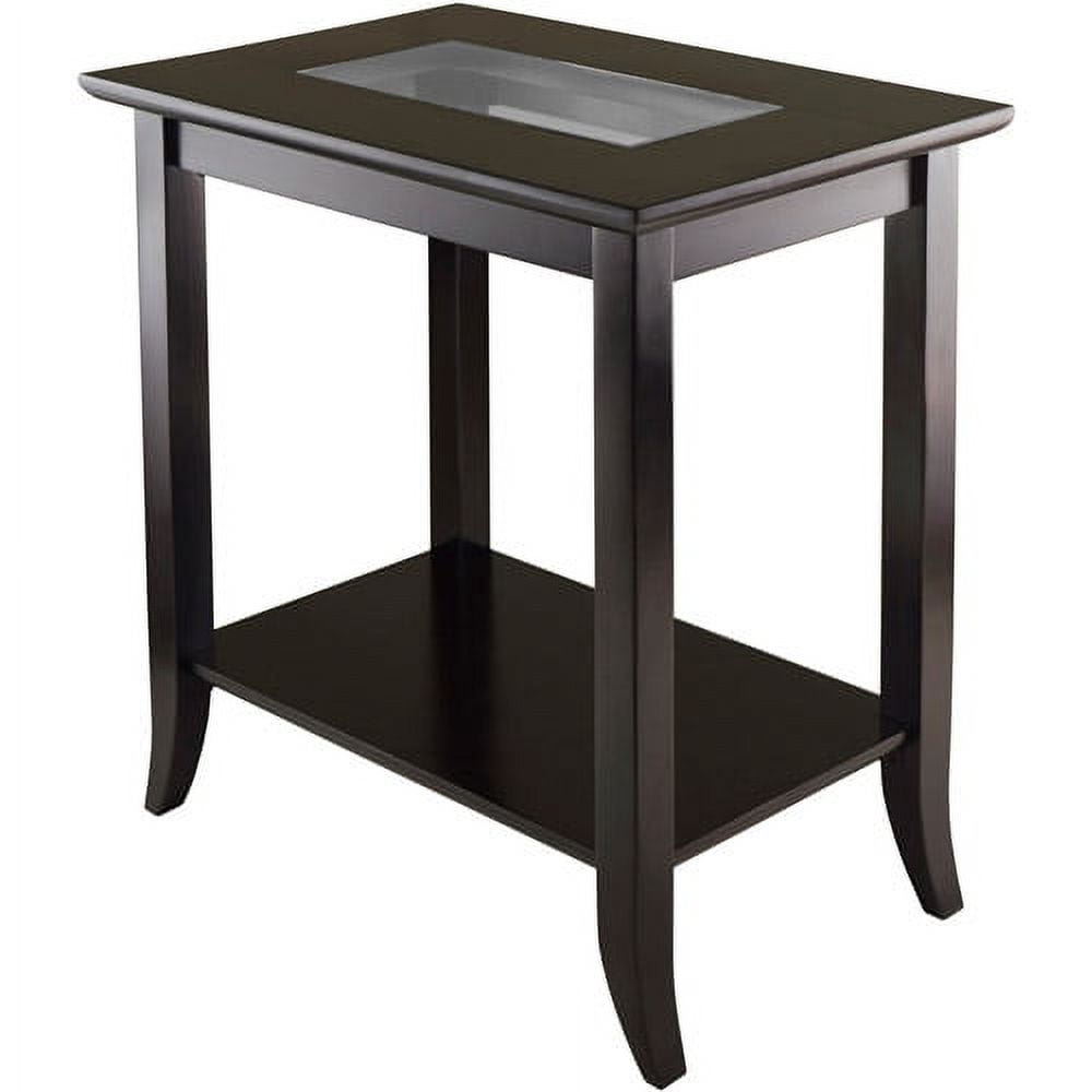 Winsome Genoa End Table with Glass Top, Espresso Finish