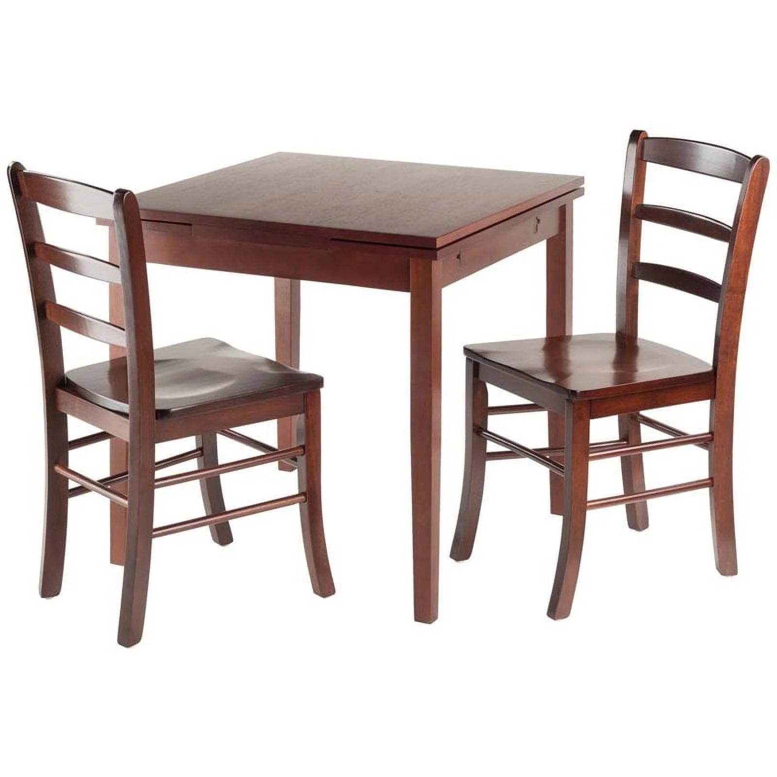 Winsome Wood Pulman 3-Pc Dining Set, Extendable Table & 2 Ladder-back Chairs, Walnut Finish