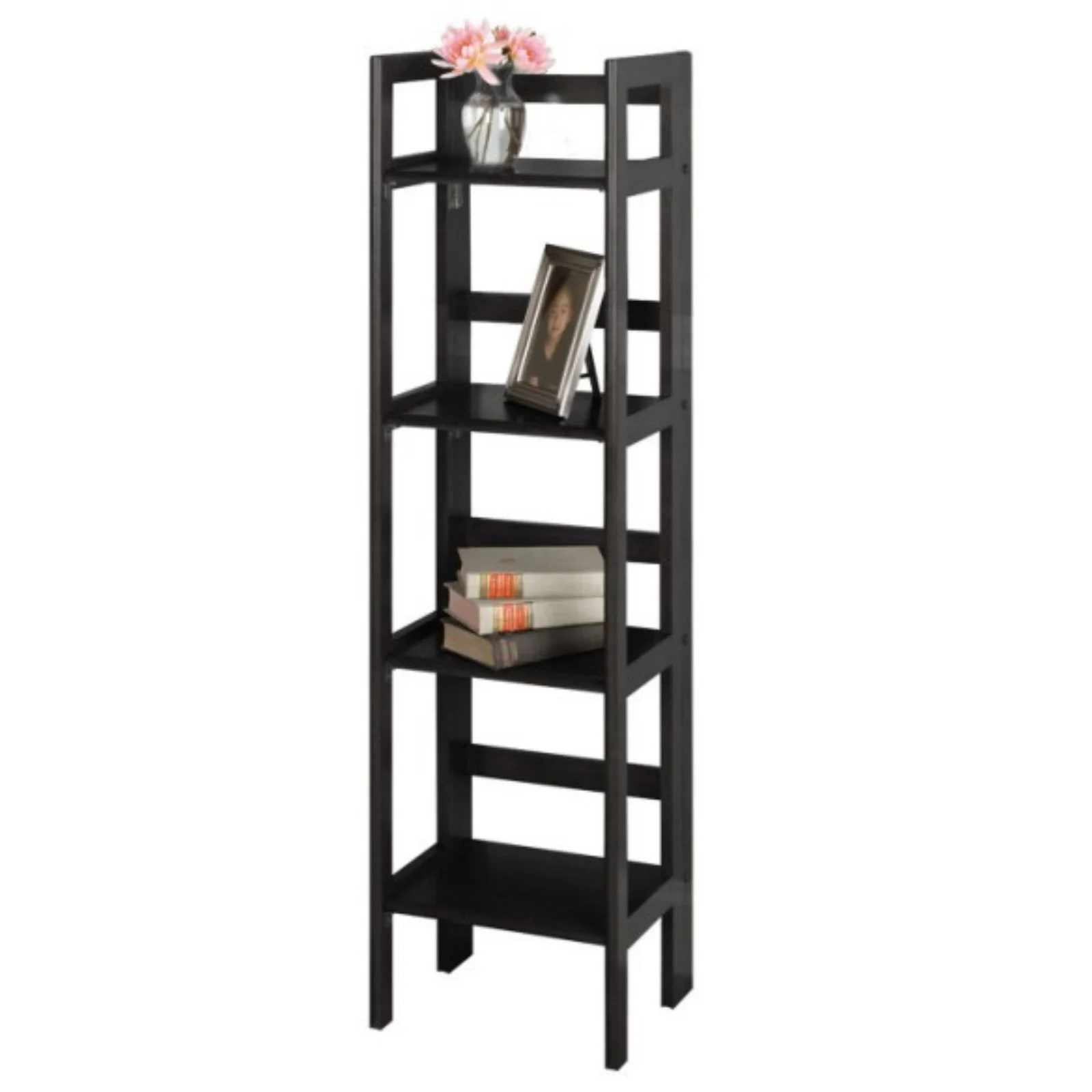 Winsome Wood Terry 4-Tier Foldable Shelf, Narrow, Black Finish