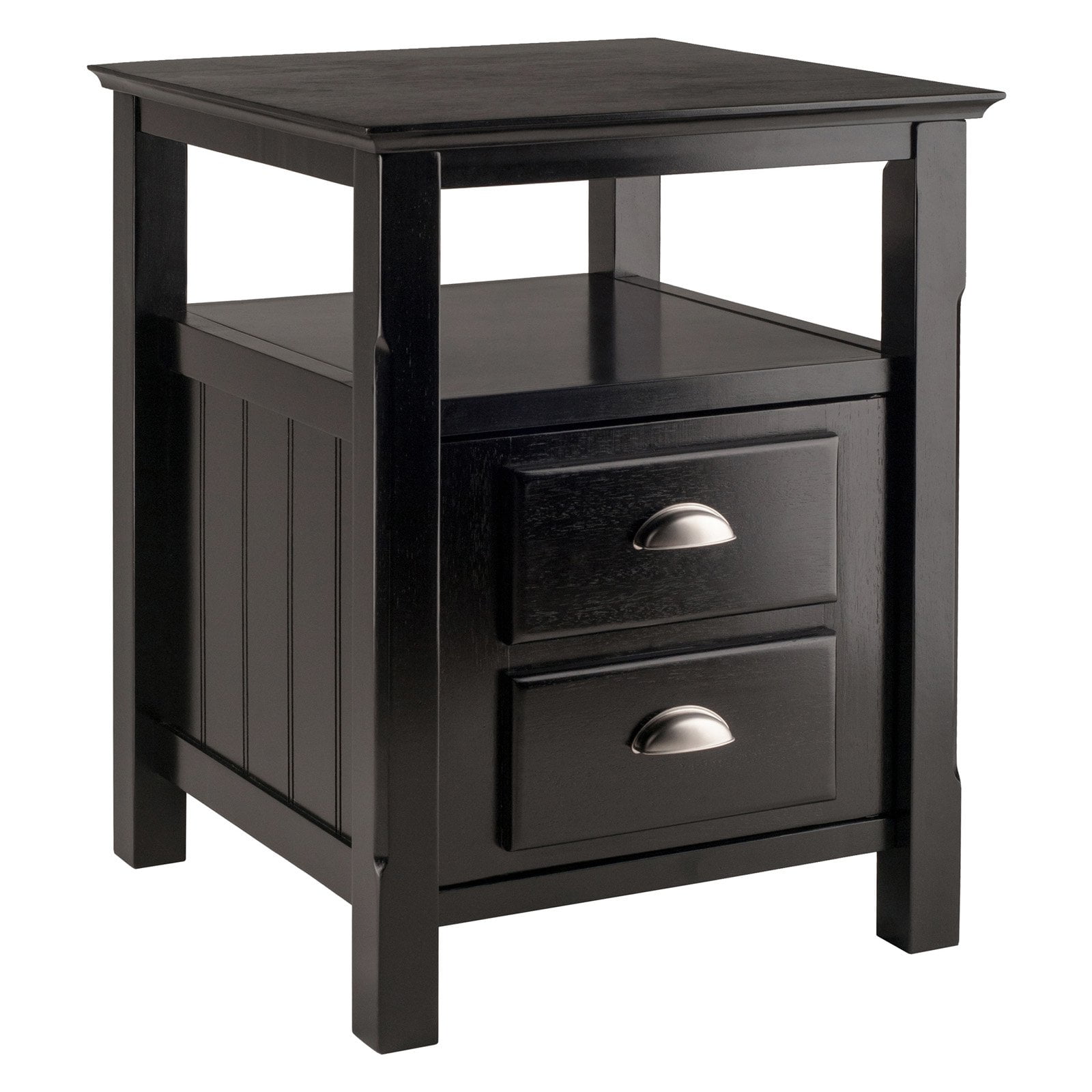 Winsome Timber Nightstand with Door, Black Finish
