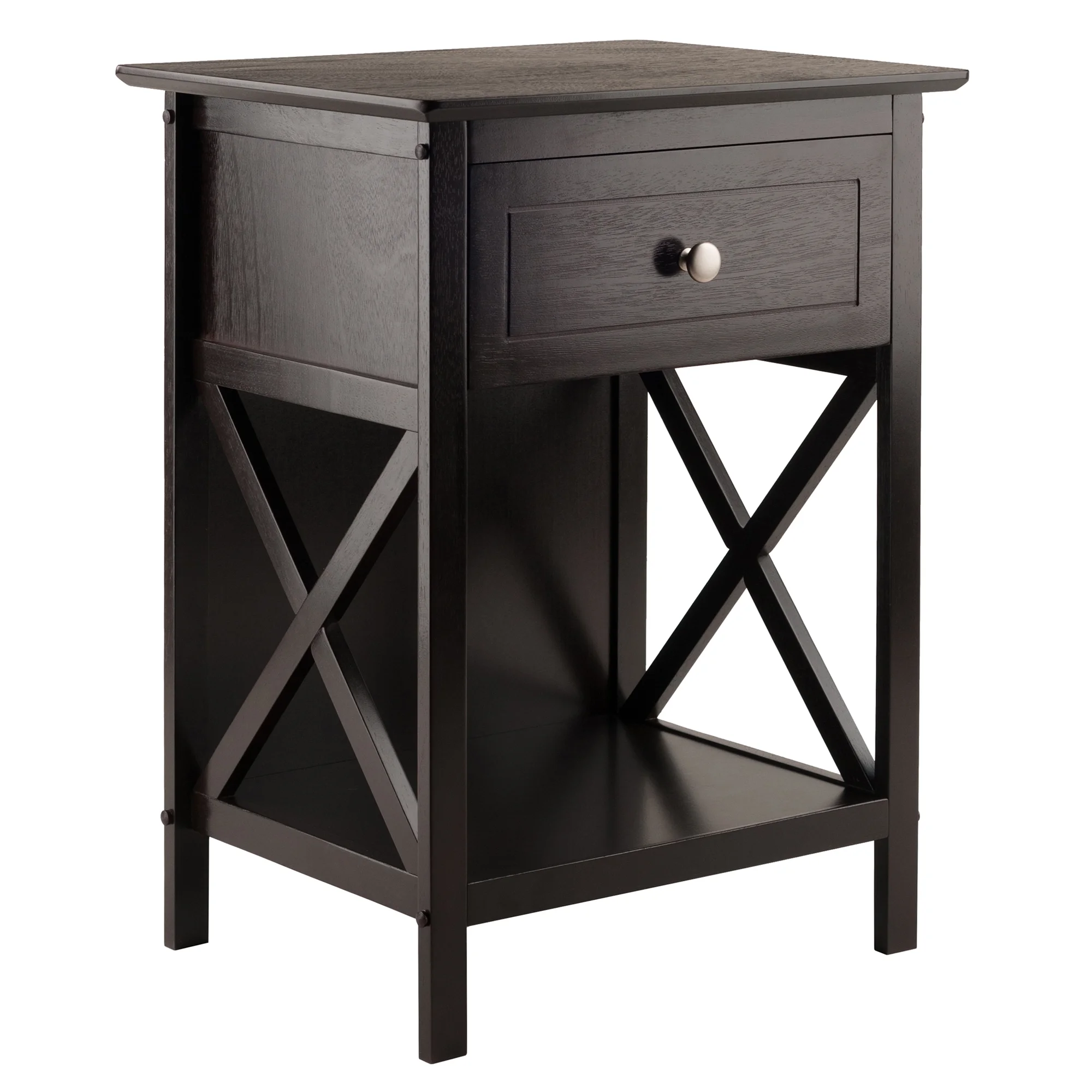 Winsome Xylia 1-Drawer Transitional Solid Wood Storage End Table in Coffee