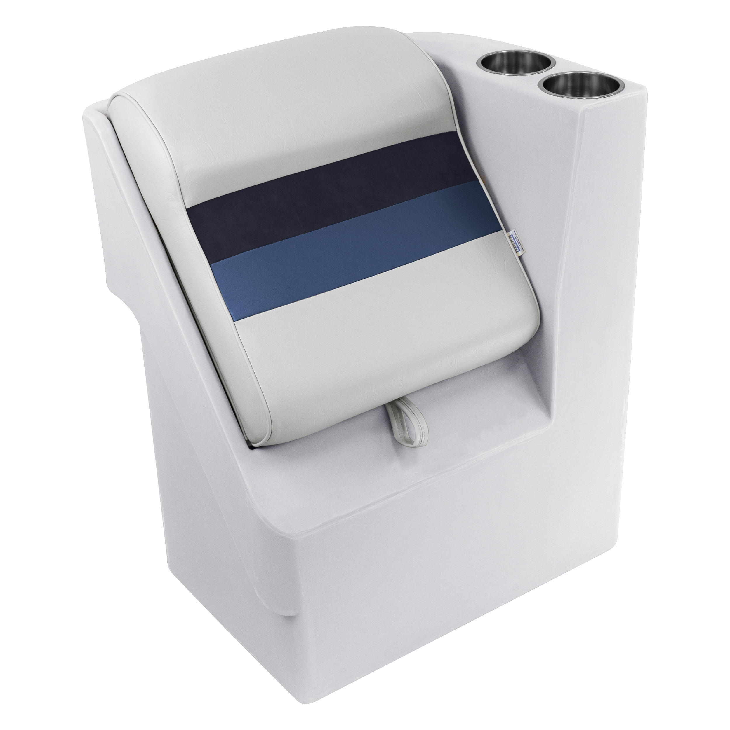 Wise 8WD1305R-1008 Deluxe Series Pontoon Right Radius Lean Back Recliner - White / Navy / Blue