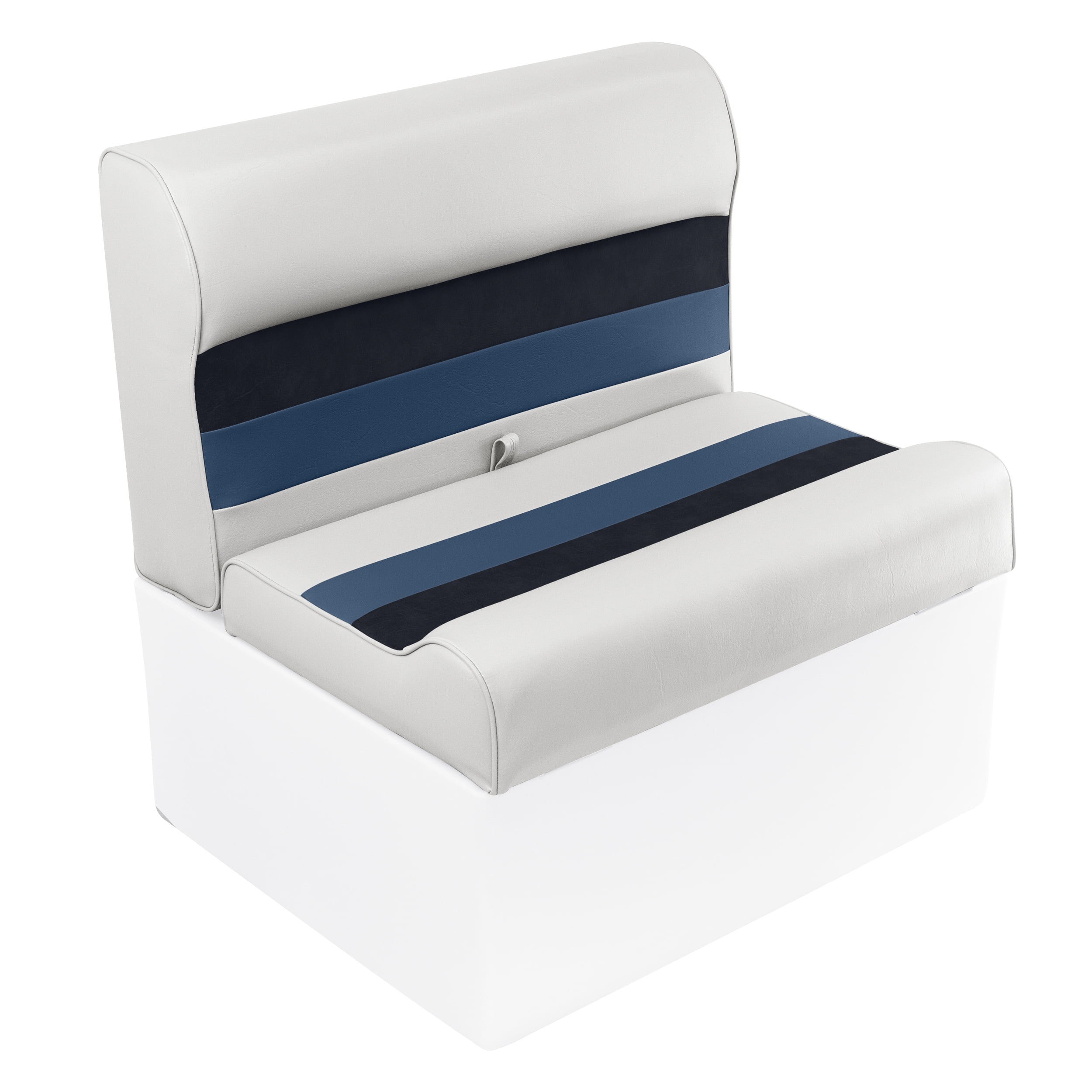 Wise 8WD95-1008 Deluxe Series Pontoon 28" Bench Seat and Backrest Cushion Set, White/Navy/Blue