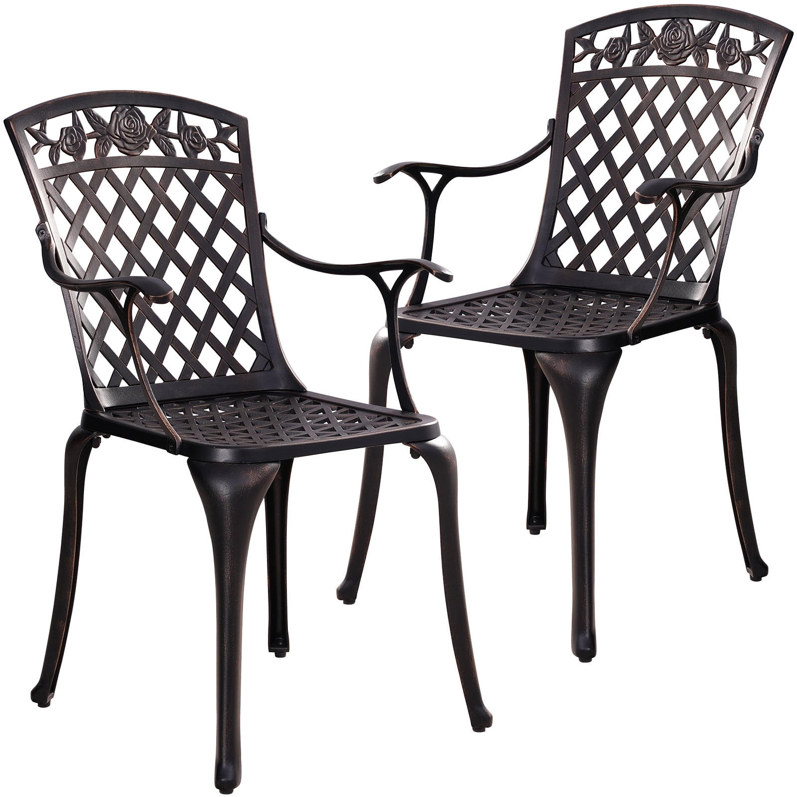 Withniture Heavy-Duty Outdoor Dining Chairs Set of 2, Metal Patio Dining Chair, Cast Aluminum, Drop Leaf, Weatherproof Patio Furniture - Antique