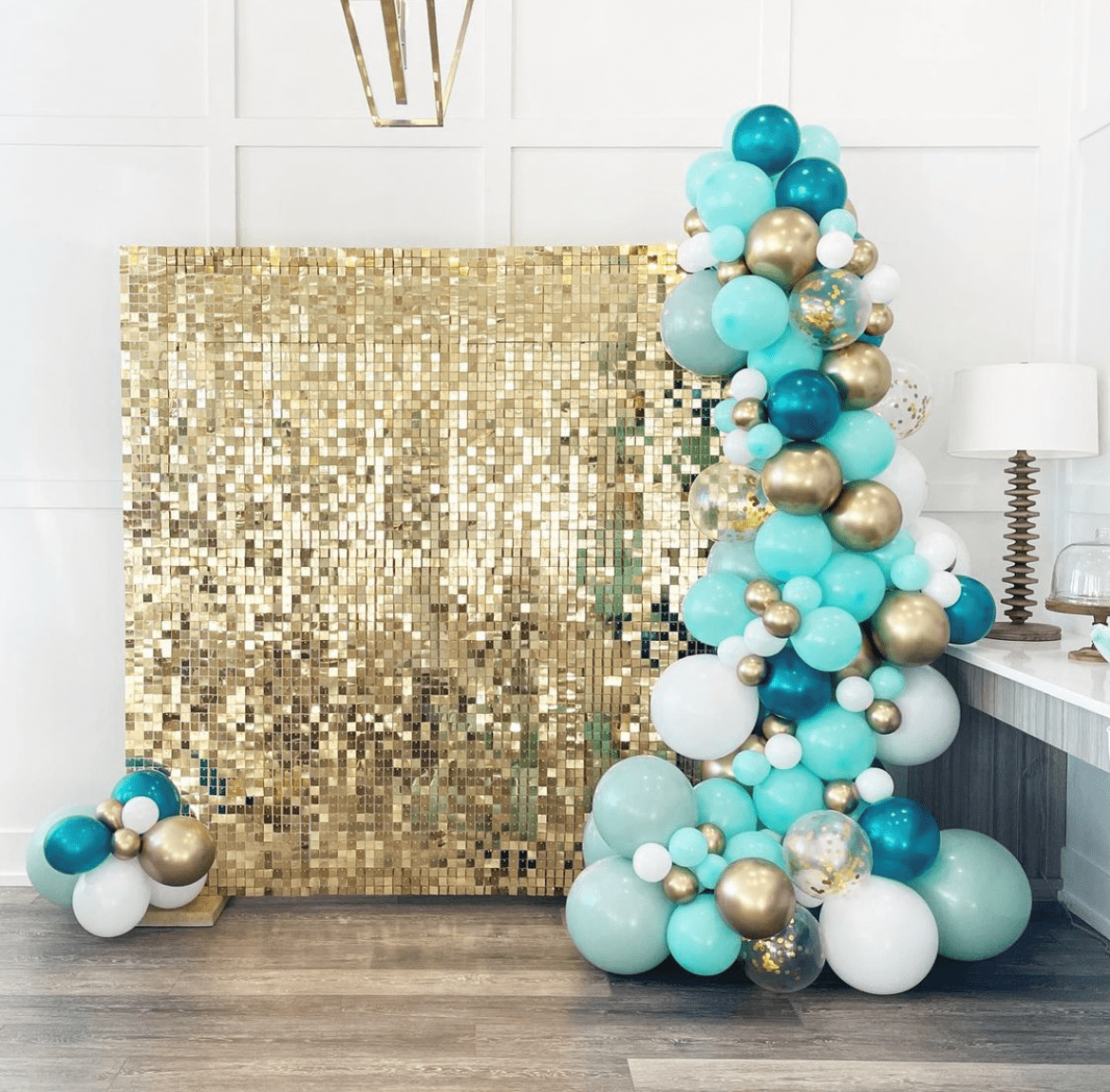 Wliwwo 5×6ft Sequin Wall Backdrop, Light Gold, 30 pcs