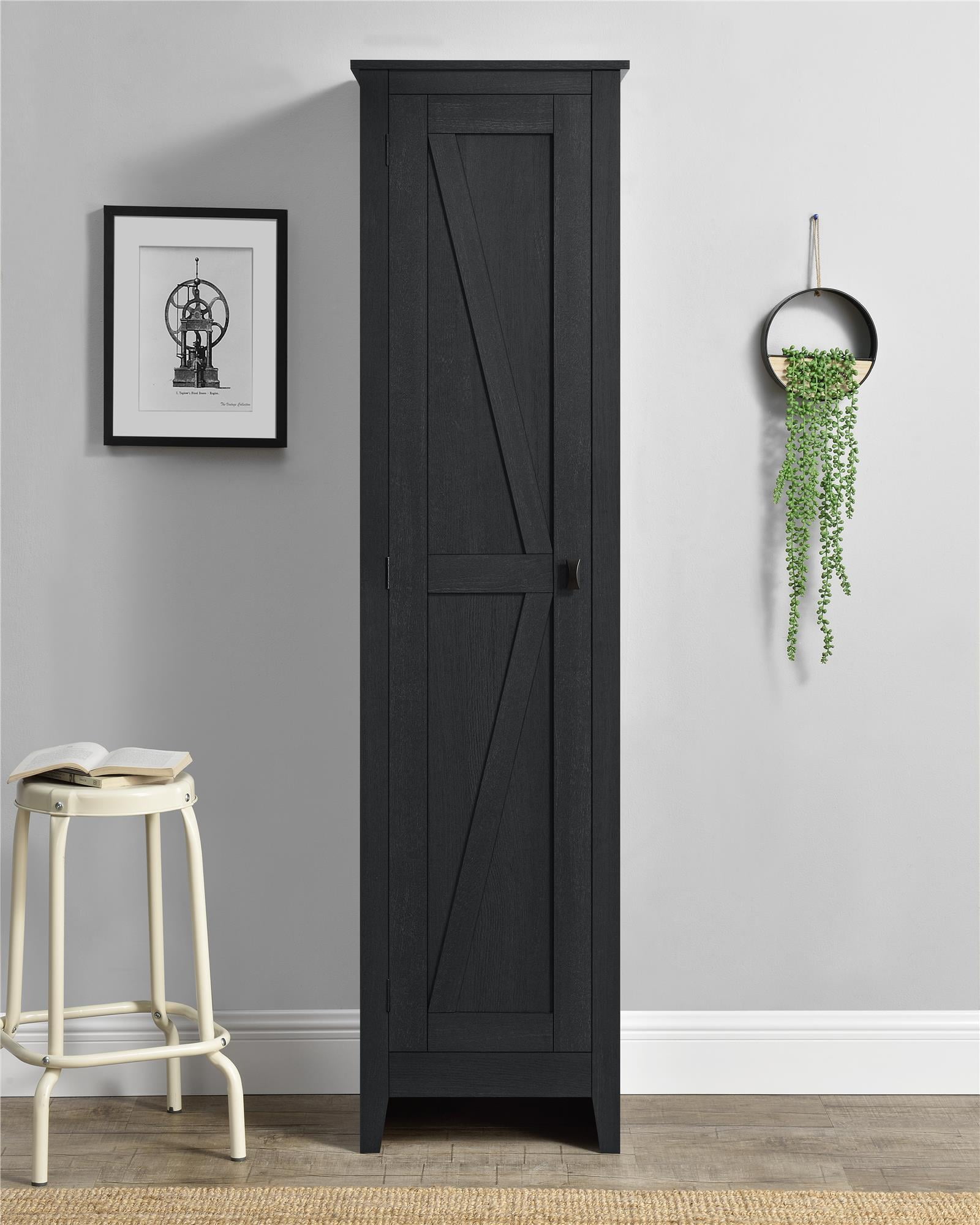 Woven Paths Scandi Farmhouse 18" Wide Storage Cabinet, Black Oak