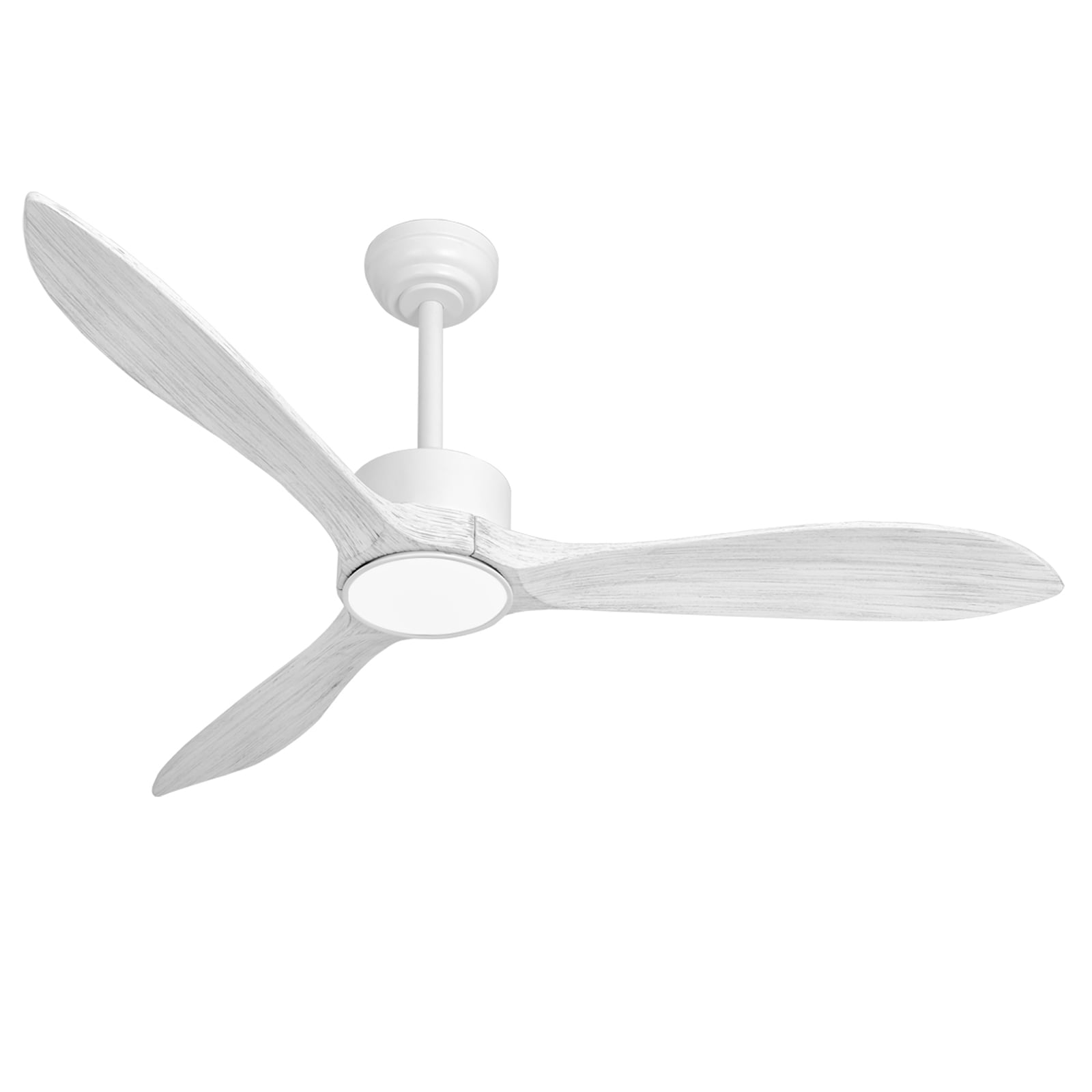 Wozzio 52 inch Ceiling Fan with Light and Remote,DC Motor,3CCT Dimmable LED Light,3 Grain White Wood Blades,Indoor & Outdoor