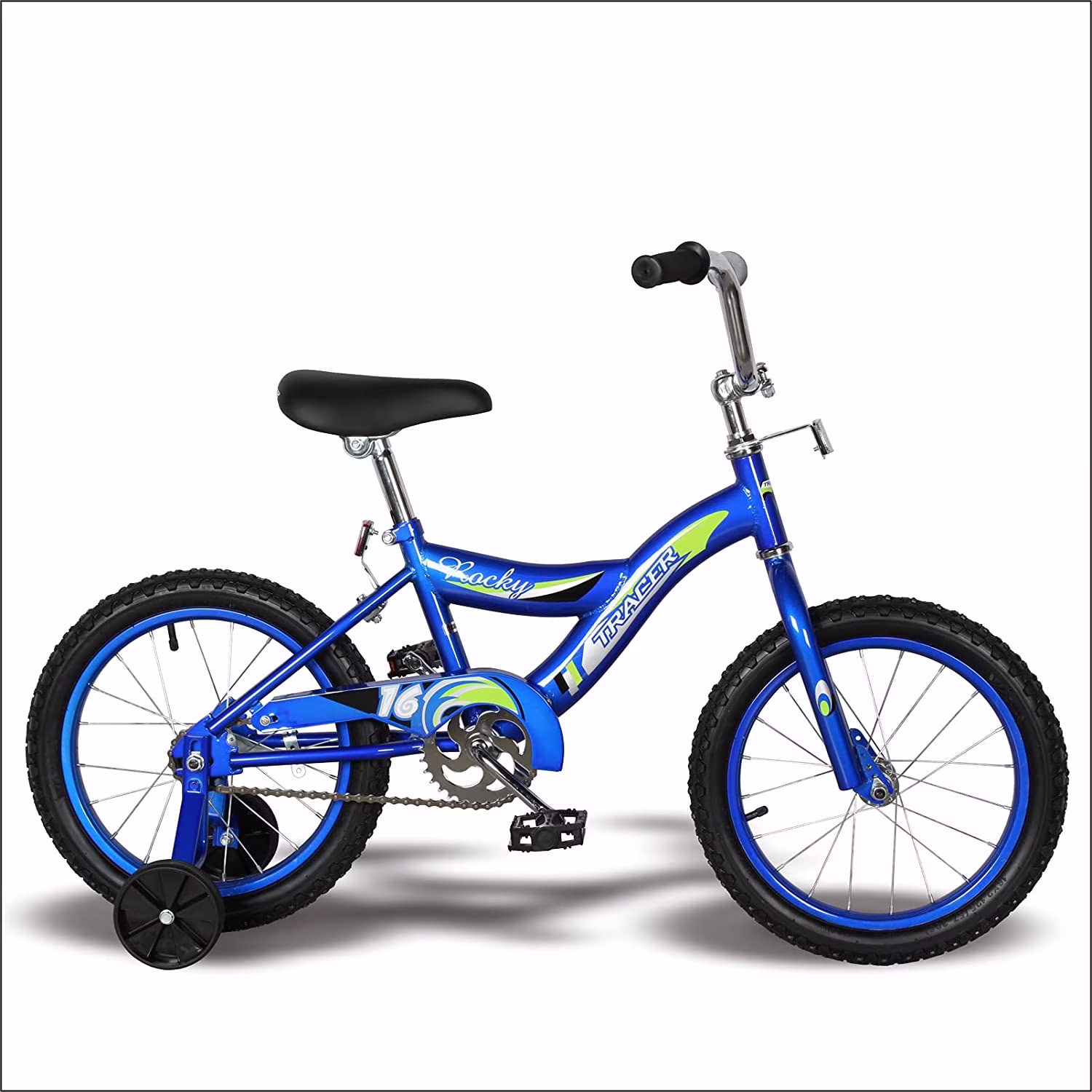 WonderWheels 16" BMX S-Type Frame Bicycle Coaster Brake One Piece Crank Chrome Rims Black Tire Kid's Bike - Blue