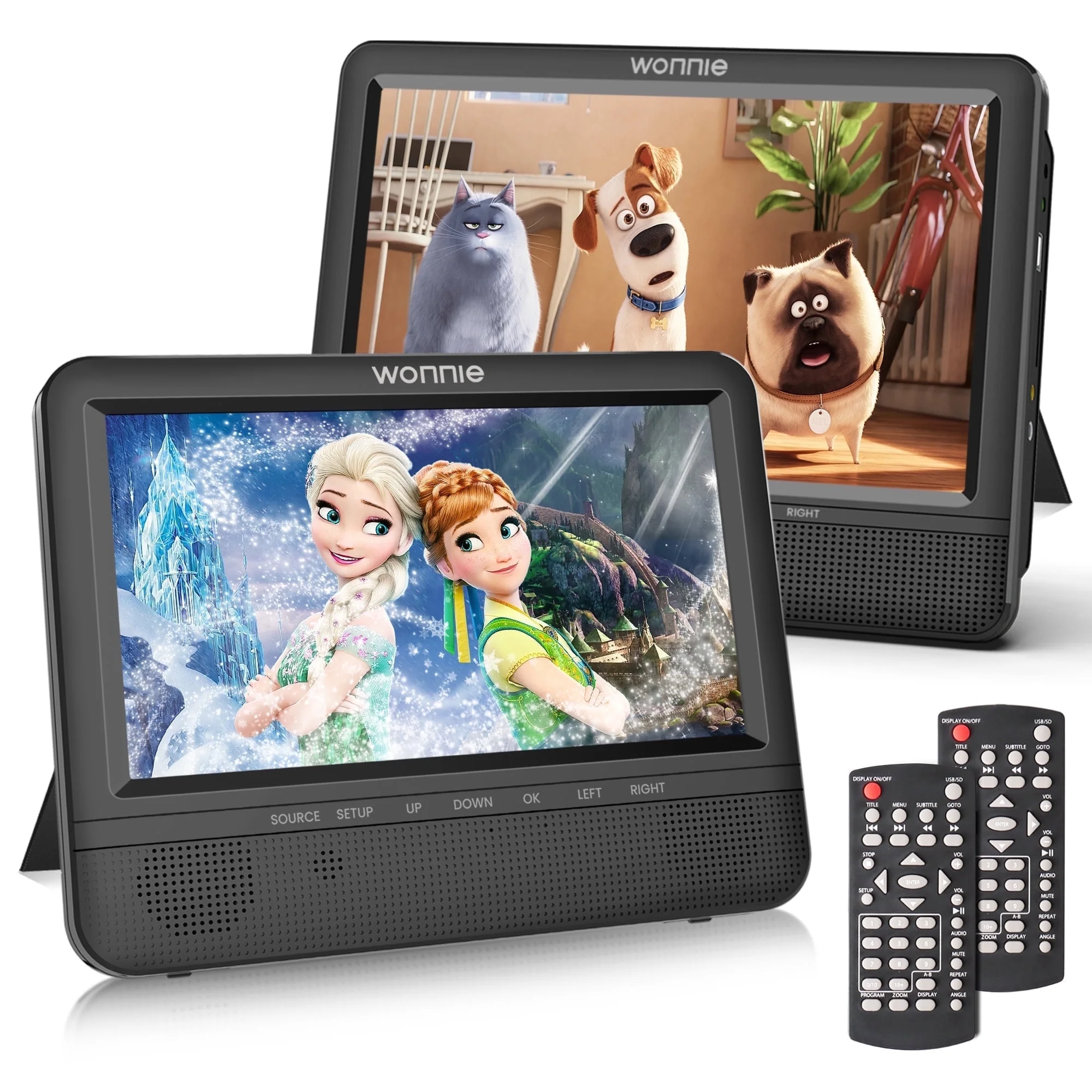 Wonnie Car Portable DVD Player, 7" Dual Car Headrest DVD Player Plays the Same or Two Different Movies,HD, Supports AV Output&Input/USB/SD,Best Gift!