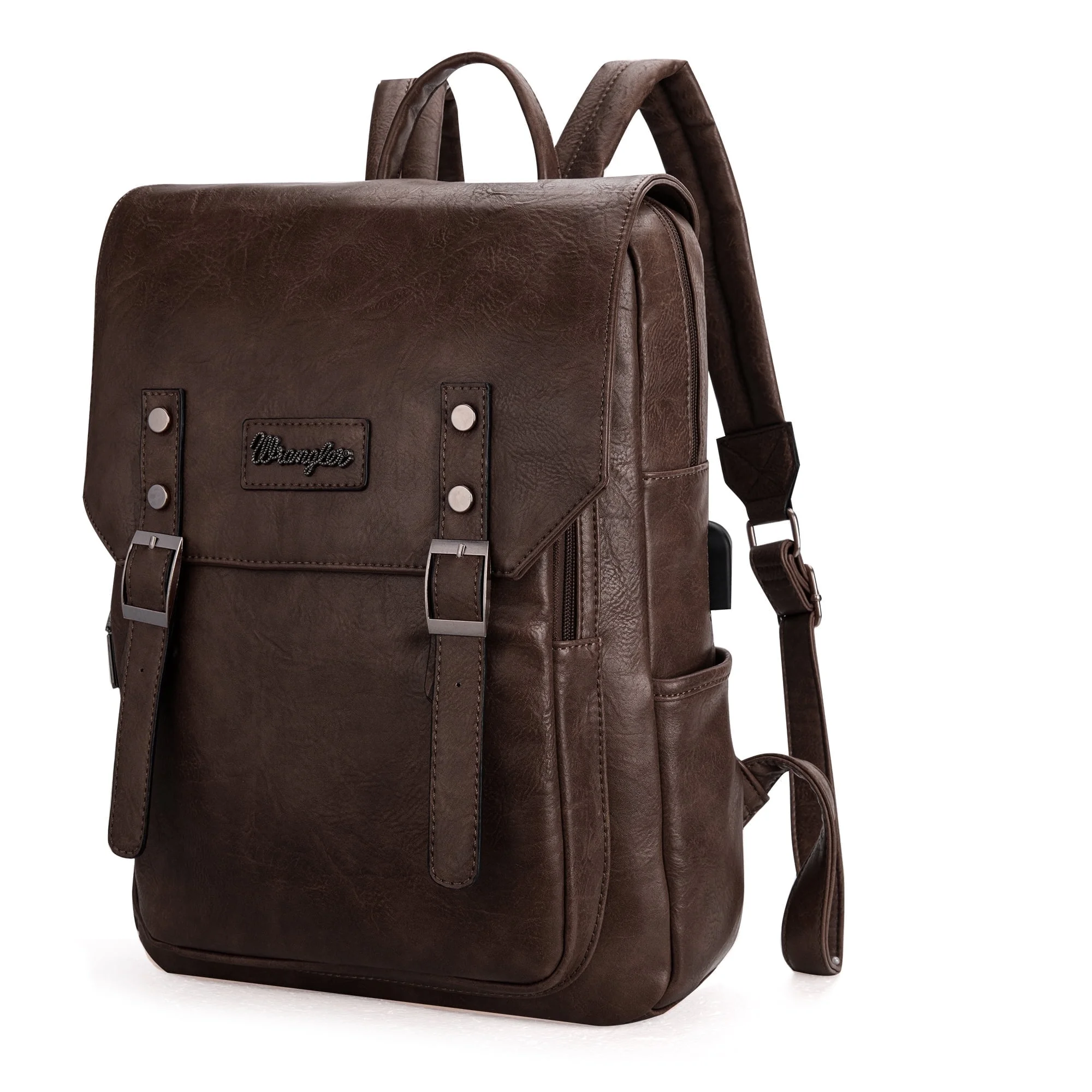 Wrangler Leather Backpack Purse for Women Laptop Backpack Fashion Pink Backpack, Coffee