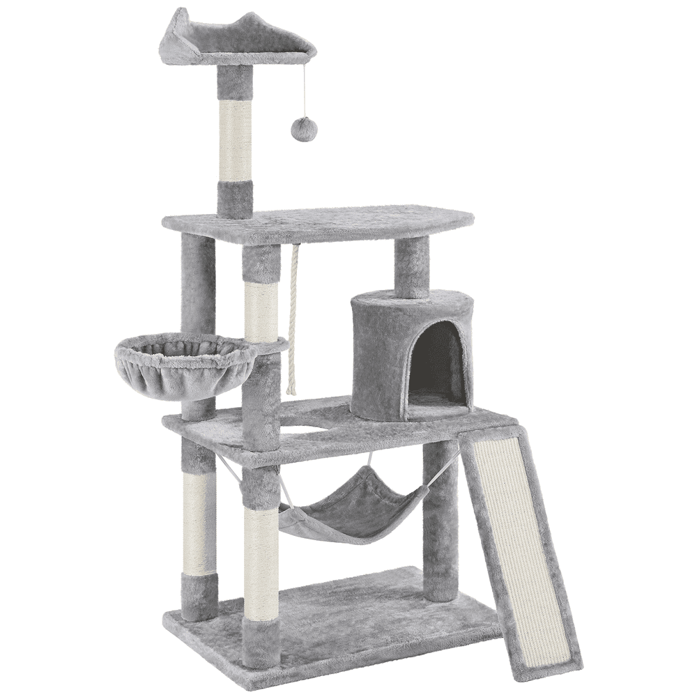Renwick 63.5''H Multi Level Cat Tree Condo with Scratching Post, Light Gray