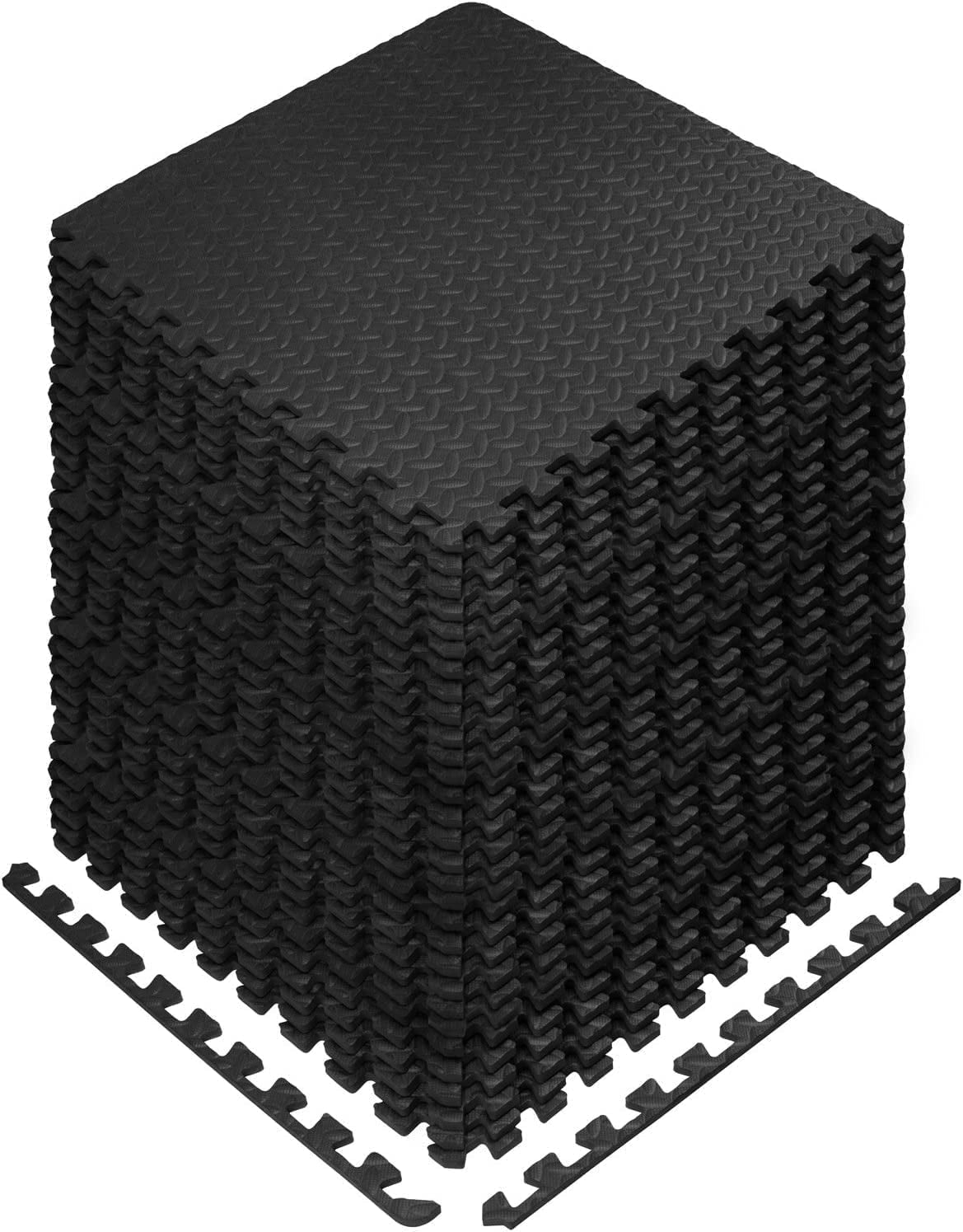 Yes4All 30 pcs Interlocking Exercise Foam Mats, Cover 120 sqft, 3/8 inch, Black Color
