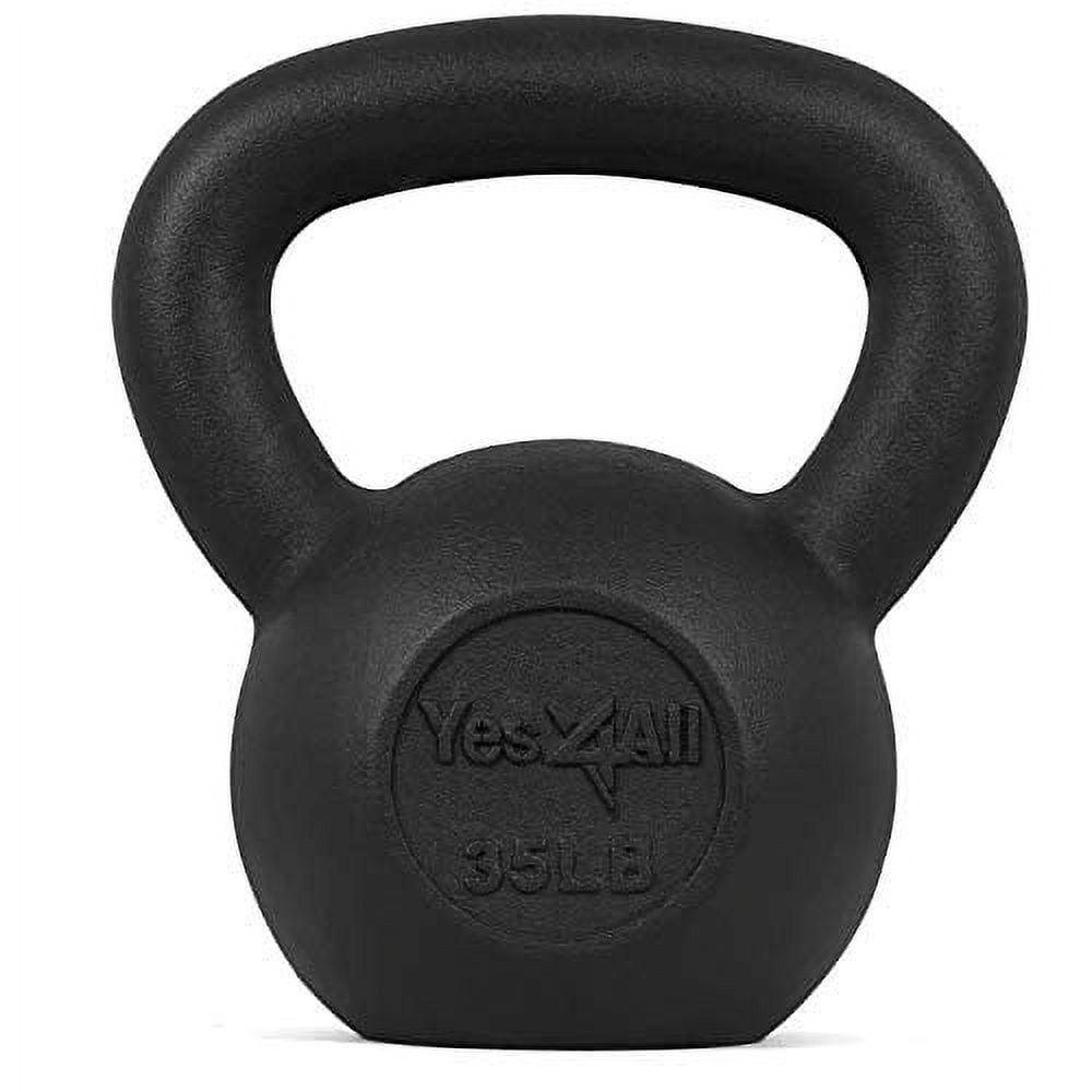 Yes4All 35lb Cast Iron Kettlebell, Black, Single