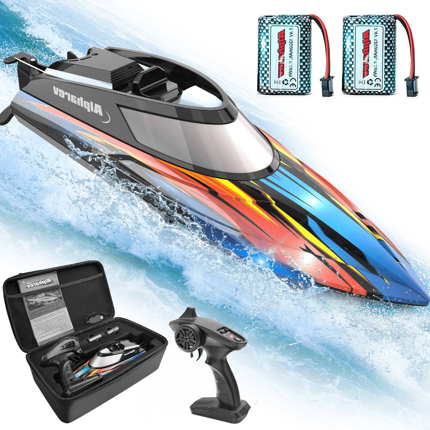 YCFUN 20+ MPH RC Boat with Case, Fast Remote Control Boat for Adults Kids for Pools and Lakes