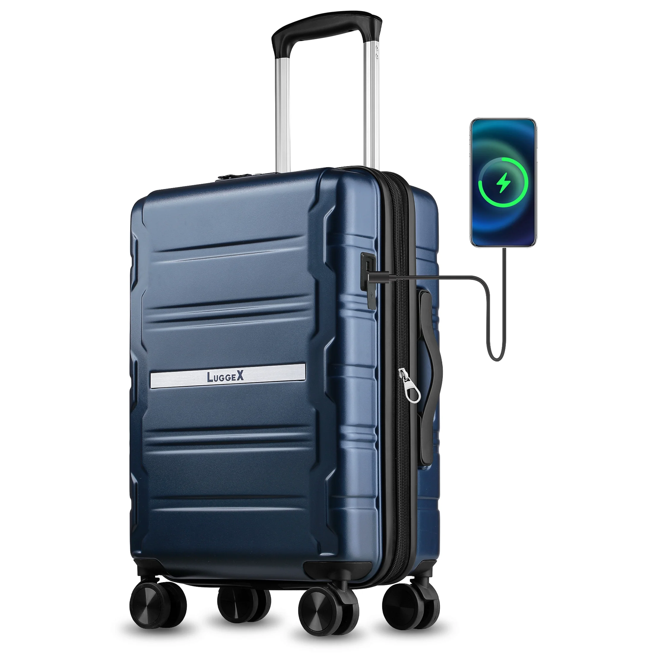 YOETEY Carry on Luggage 22x14x9 Airline Approved - PC Expandable Hardshell Suitcase USB Port 20 inch