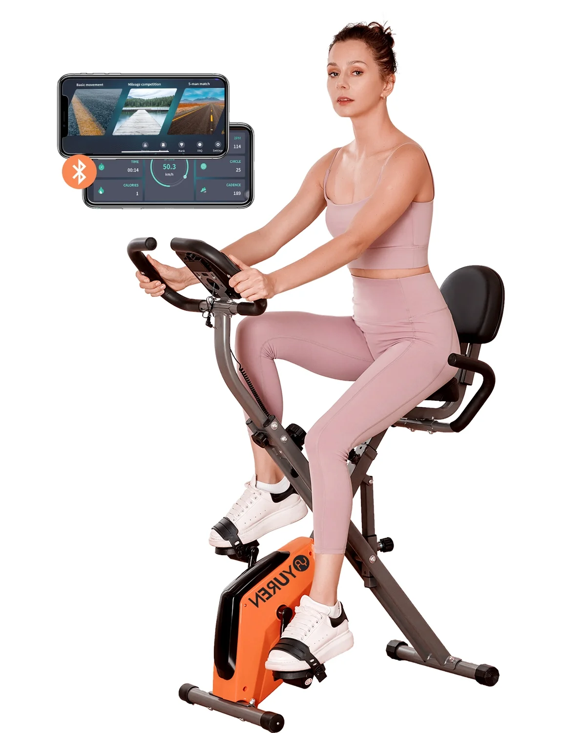 YR Home Exercise Bike 8-Level Magnetic Resistance Foldable Indoor Padel Cardio Exercise Machine