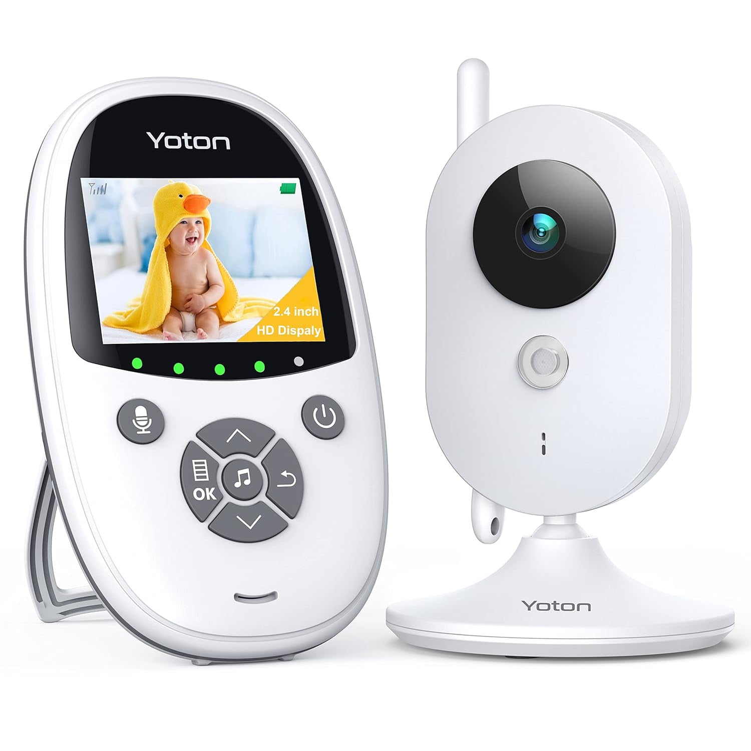 Yoton YB01 2.4" Two Way Talk Video Baby Monitor with Night Vision and Temperature Sensor, White