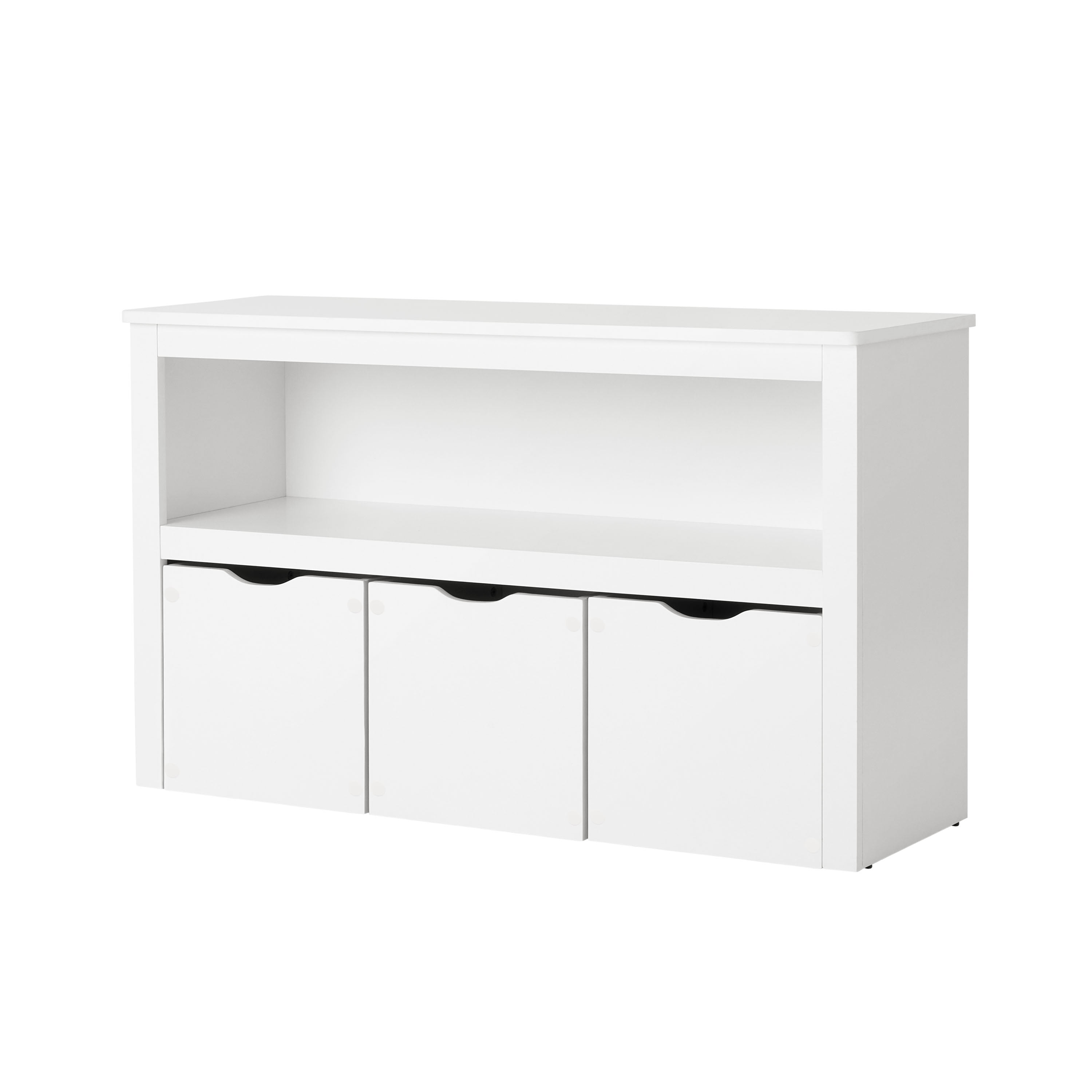 Your Zone Kids Toy Storage Cabinet with Three Rolling Bins, White Finish