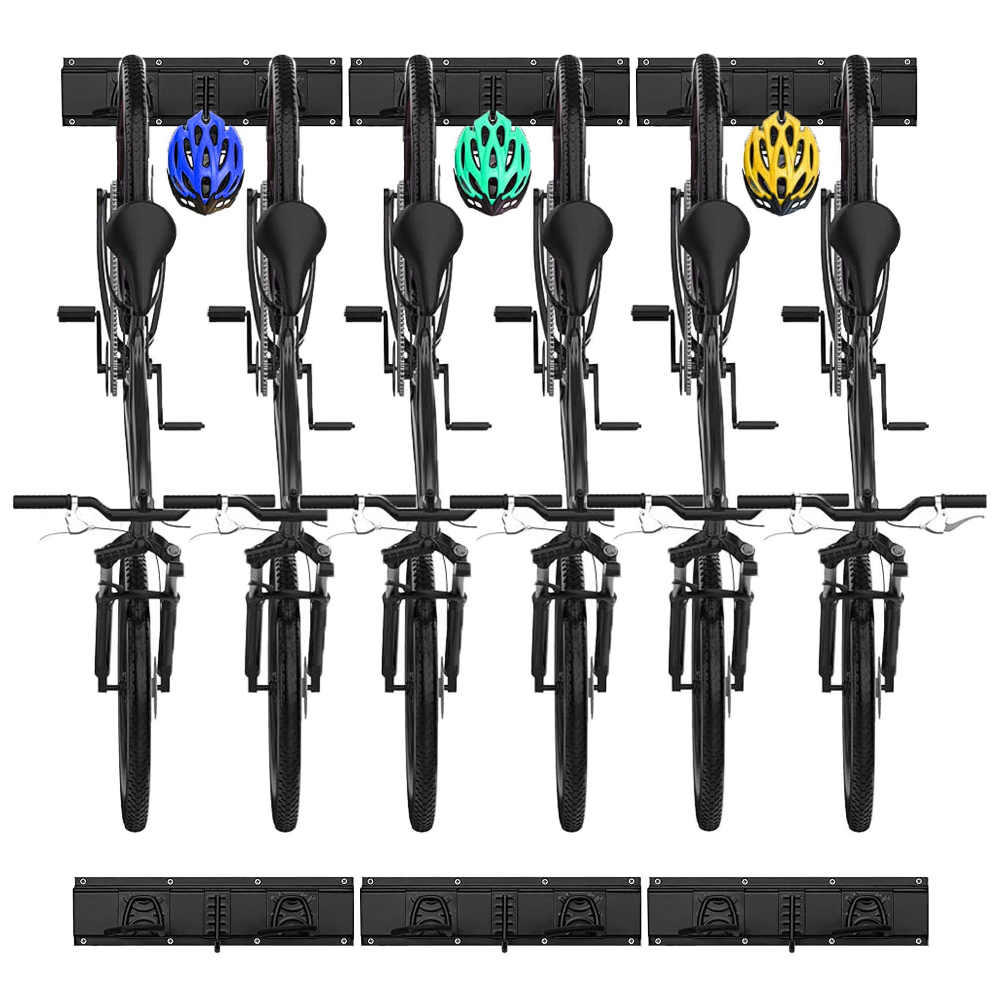 acdanc  Bike Storage Rack Garage Wall Mount Hanger for 6 Bicycles and 3 Helmets, Heavy Duty Tools Storage Hooks Adjustable Home Space Saving, Holds Up to 500lbs