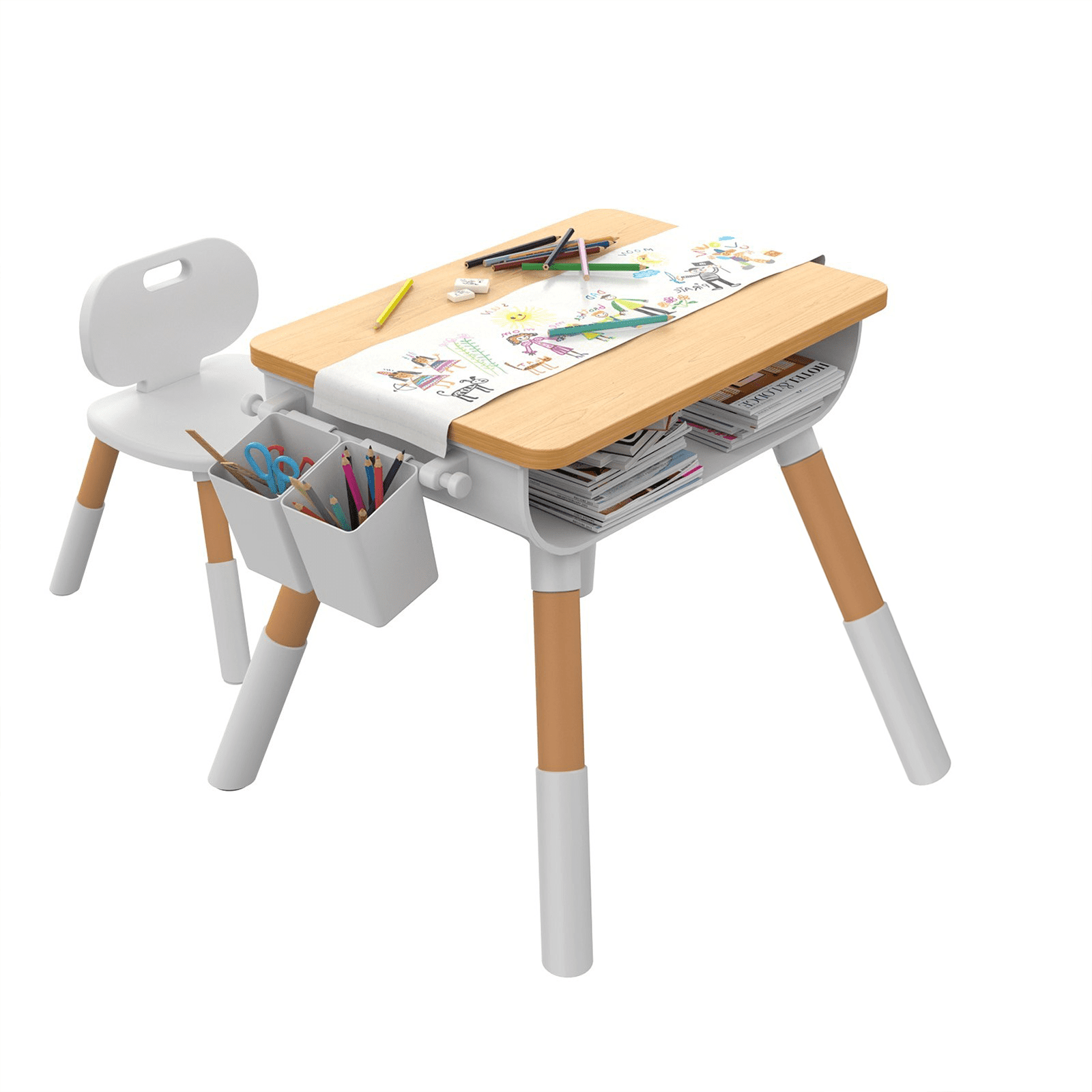 arcwares Kids Height Adjustable 3-Piece Activity Table and Chair Set, Graffiti