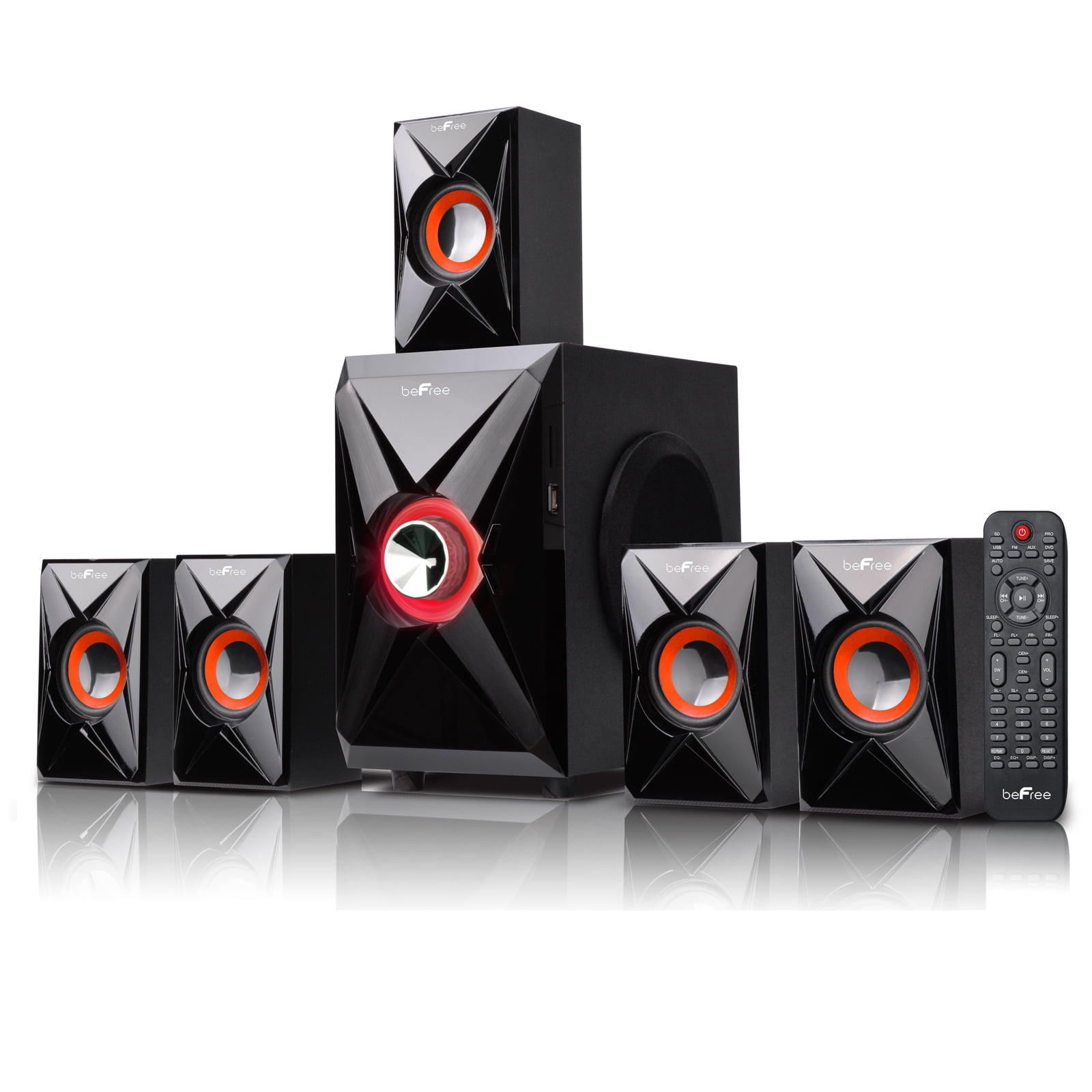 beFree Sound BFS-420 5.1 Channel Surround Sound Bluetooth Speaker System Orange