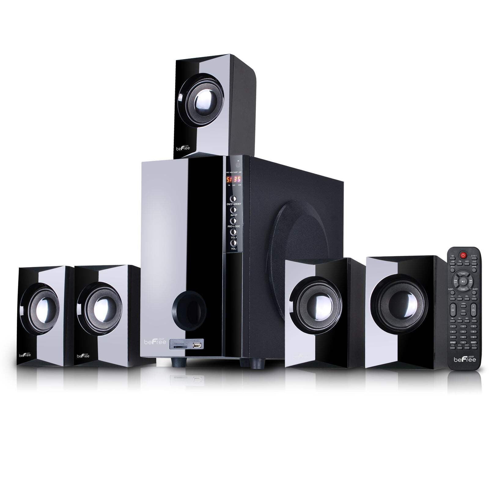 beFree Sound BFS-430 5.1 Channel Surround Sound Bluetooth Speaker System in Black