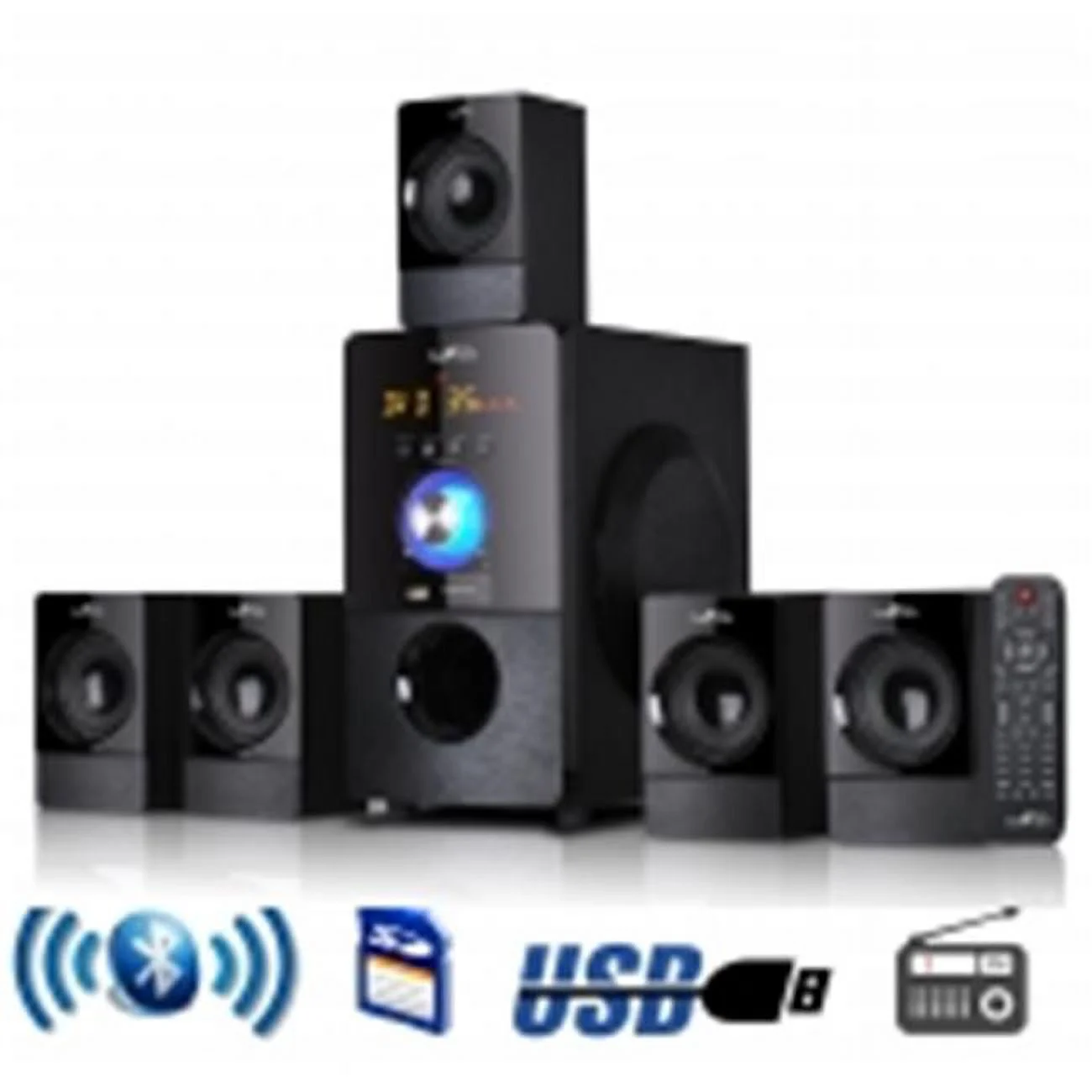 beFree Sound 5.1 Channel Surround Sound Bluetooth Speaker System in Black