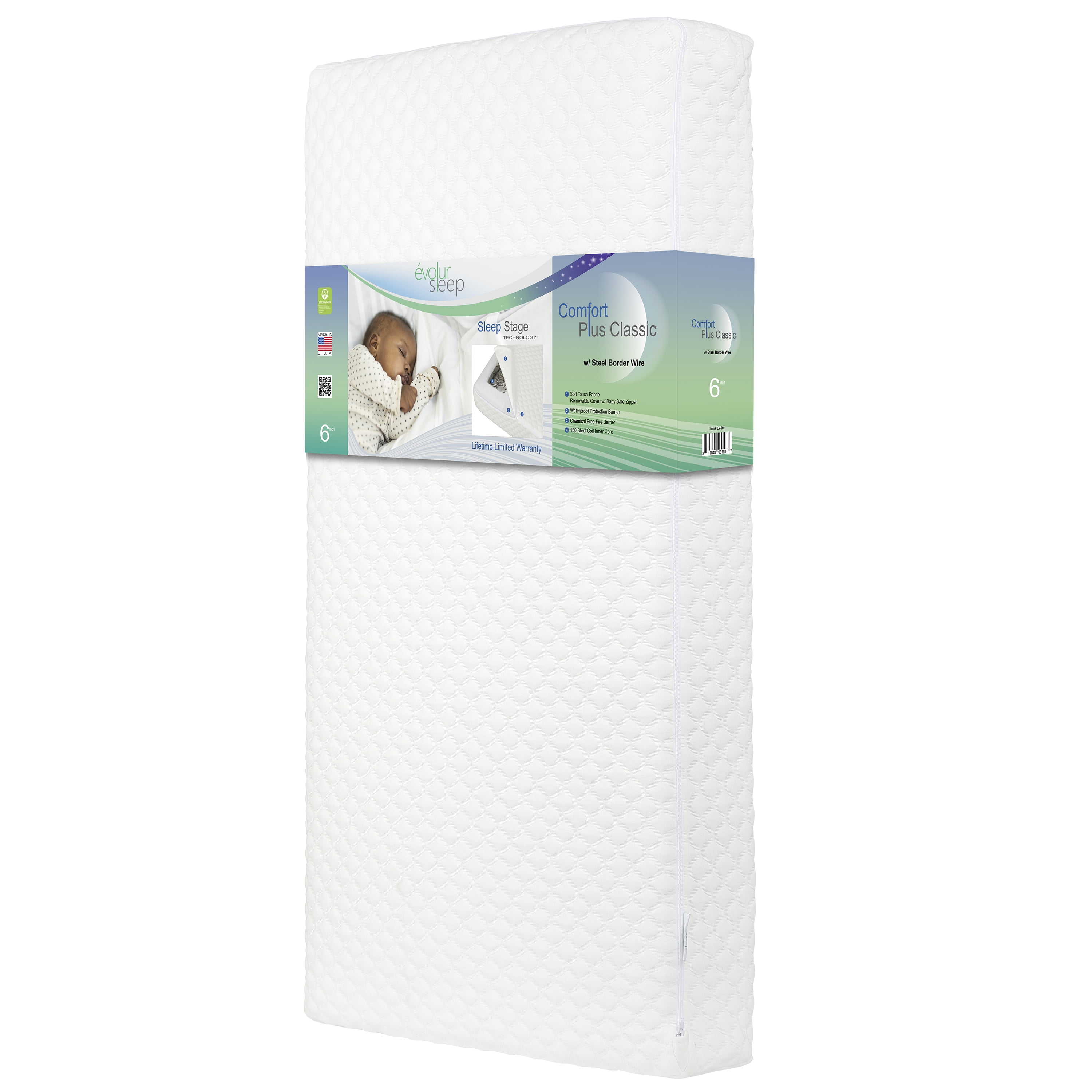 evolur Sleep Comfort Plus Classic 150 Crib & Toddler Innerspring Mattress