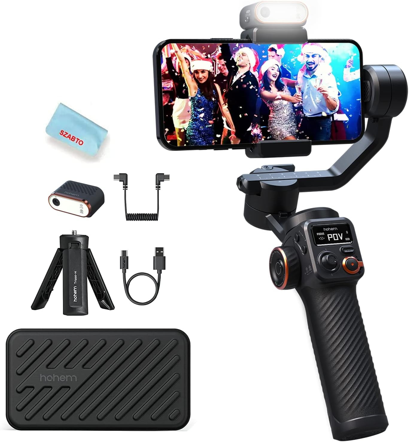 hohem iSteady M6 Kit 3- Smartphone Gimbal Stabilizer with AI Vision Sensor & with Tripod, Magnetic Design, Portable and Foldable for video recording