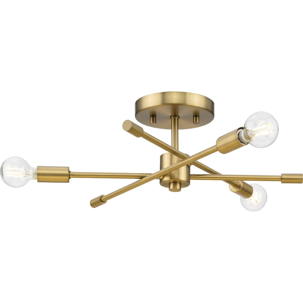 Avec Mondra Collection 18" Contemporary 3-Light Brushed Gold Semi Flush Mount Light