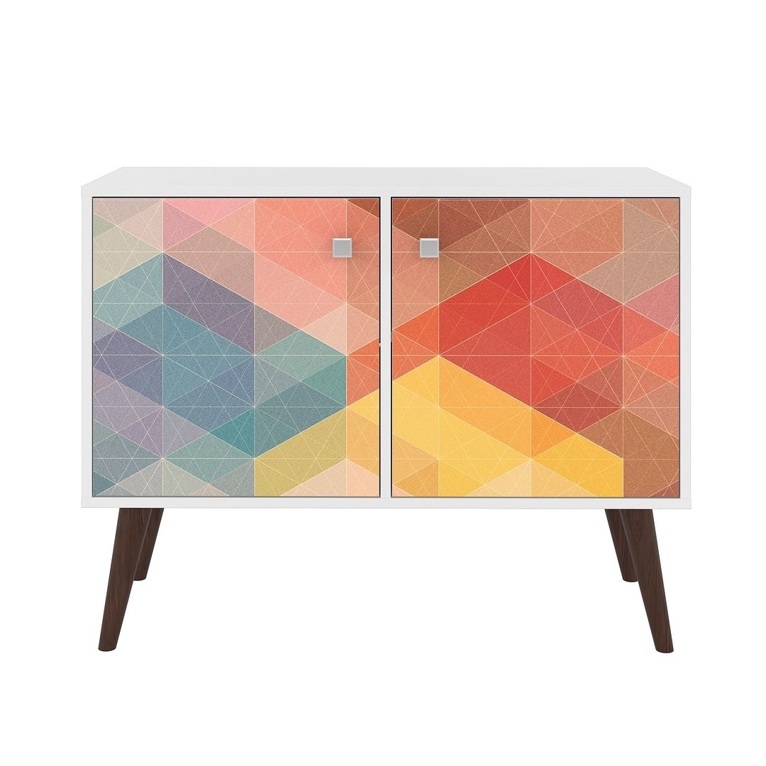 Avesta Double Side Table. 2.0 with 3 shelves , Stamp and Yellow