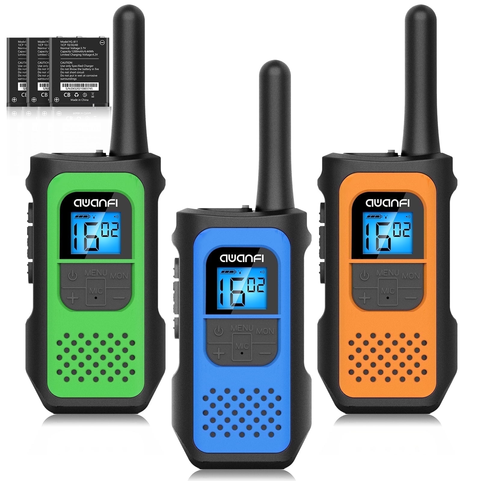 AWANFI Walkie Talkies for Adults 3 Pack, Rechargeable 22 Channel Two Way Long Range Walkie Talkie for Kids Girls Boys