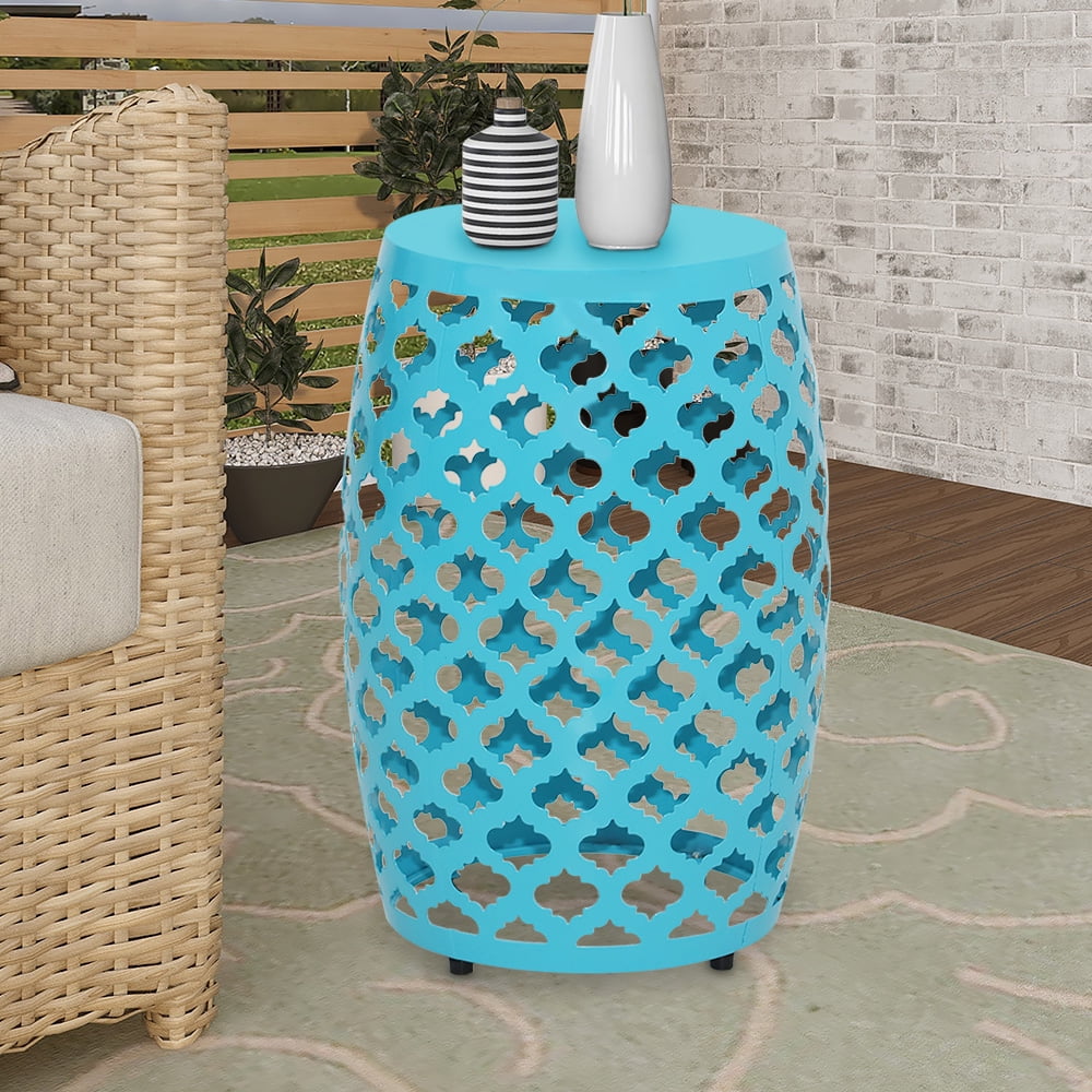 Abble Iron Geometric Side Table, Teal