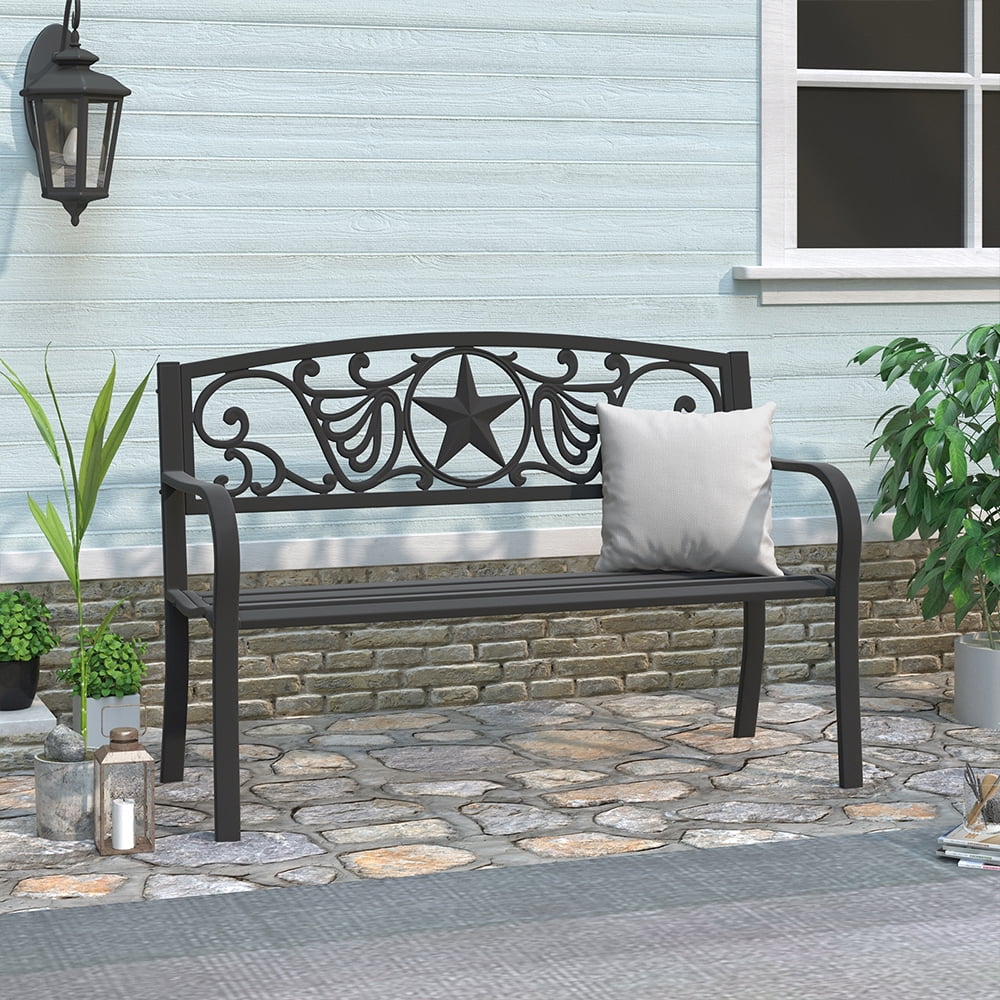 Abble Outdoor Raised Steel Bench - Black