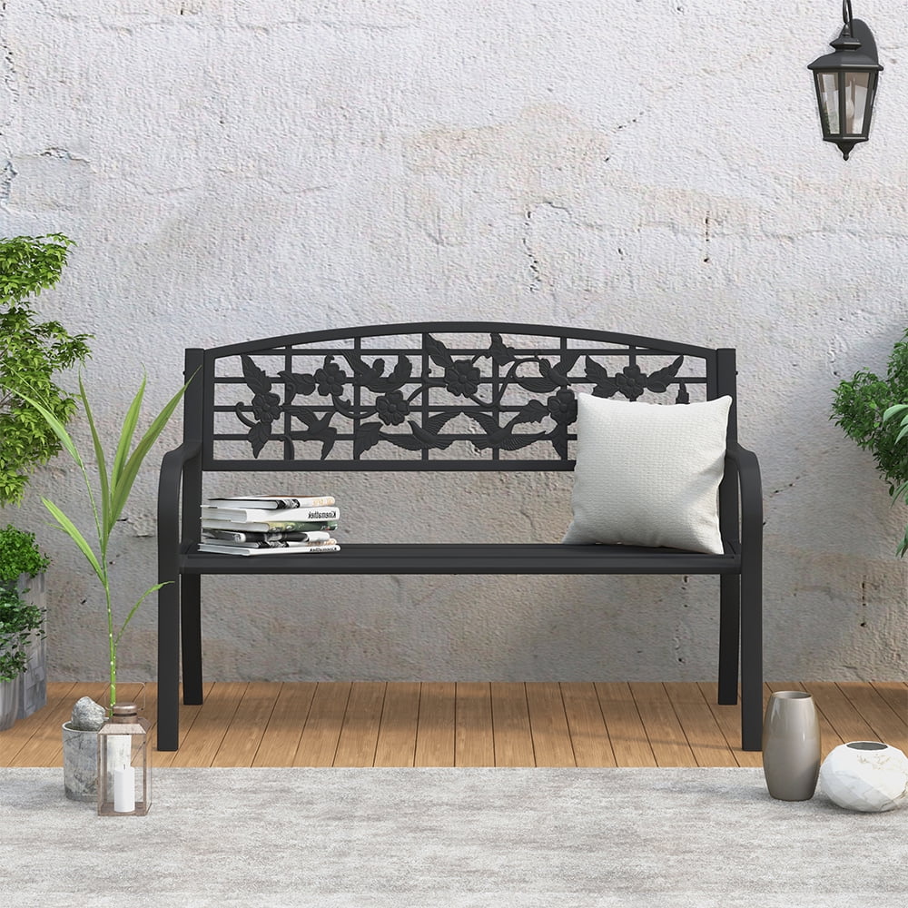 Abble Outdoor Raised Steel Bench - Black