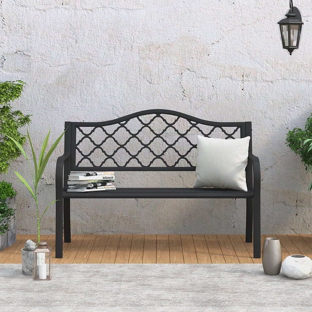 Abble Steel Raised Outdoor Bench Black, 3084 lbs, 5000" x 2362" x 3425"