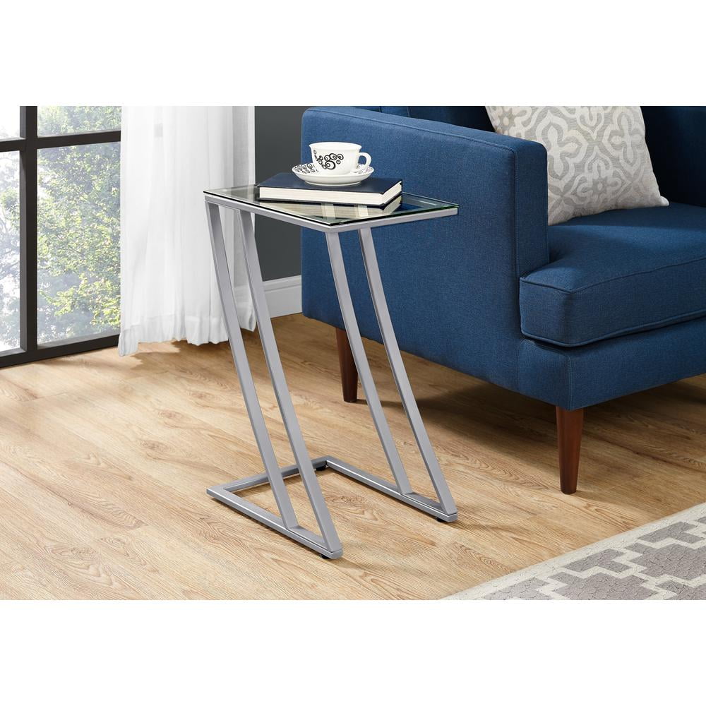 Accent Table C-shaped End Side Snack Living Room Bedroom Metal Grey