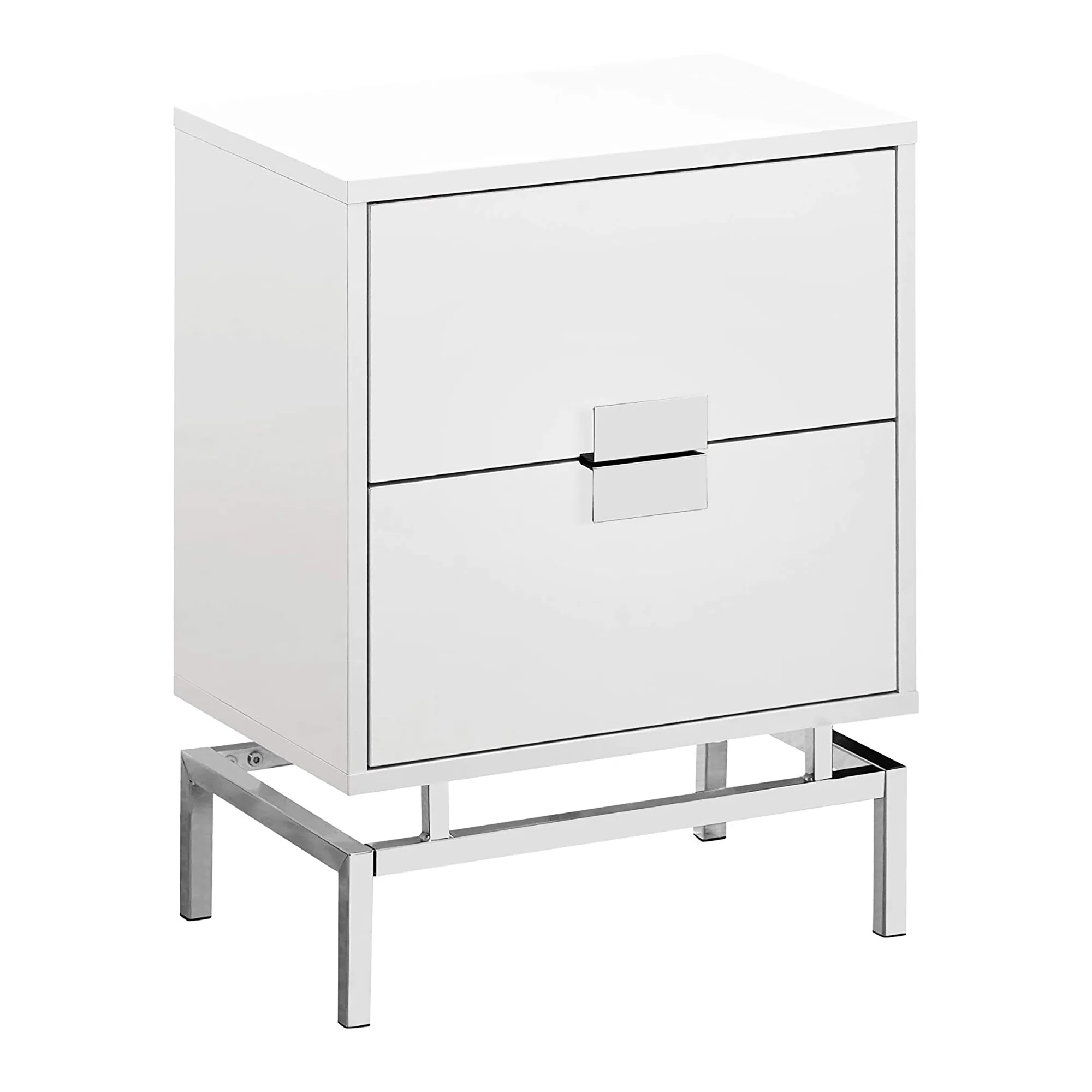 Accent Table Side End Nightstand Lamp Bedroom Metal Glossy White