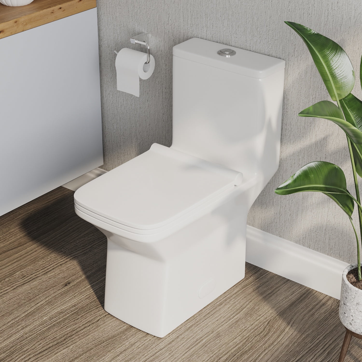 Ace One-Piece 0.8/1.28 GPF Dual-Flush Rectangular Floor Mounted Toilet in White (Seat Included)