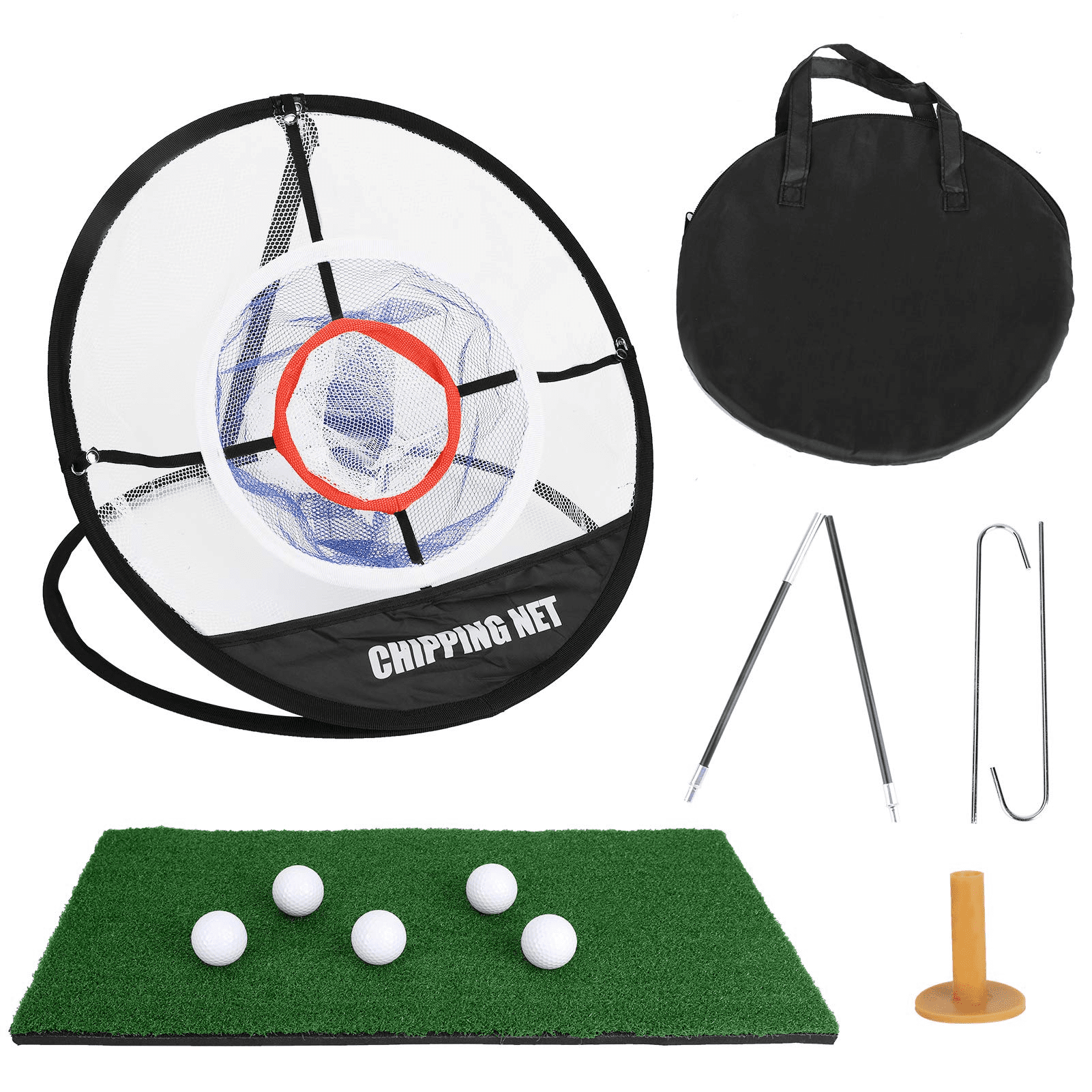 Achort Golf Practice Chipping Net with Golf Hitting Mat, Collapsible Pop Up Golf Practice Net