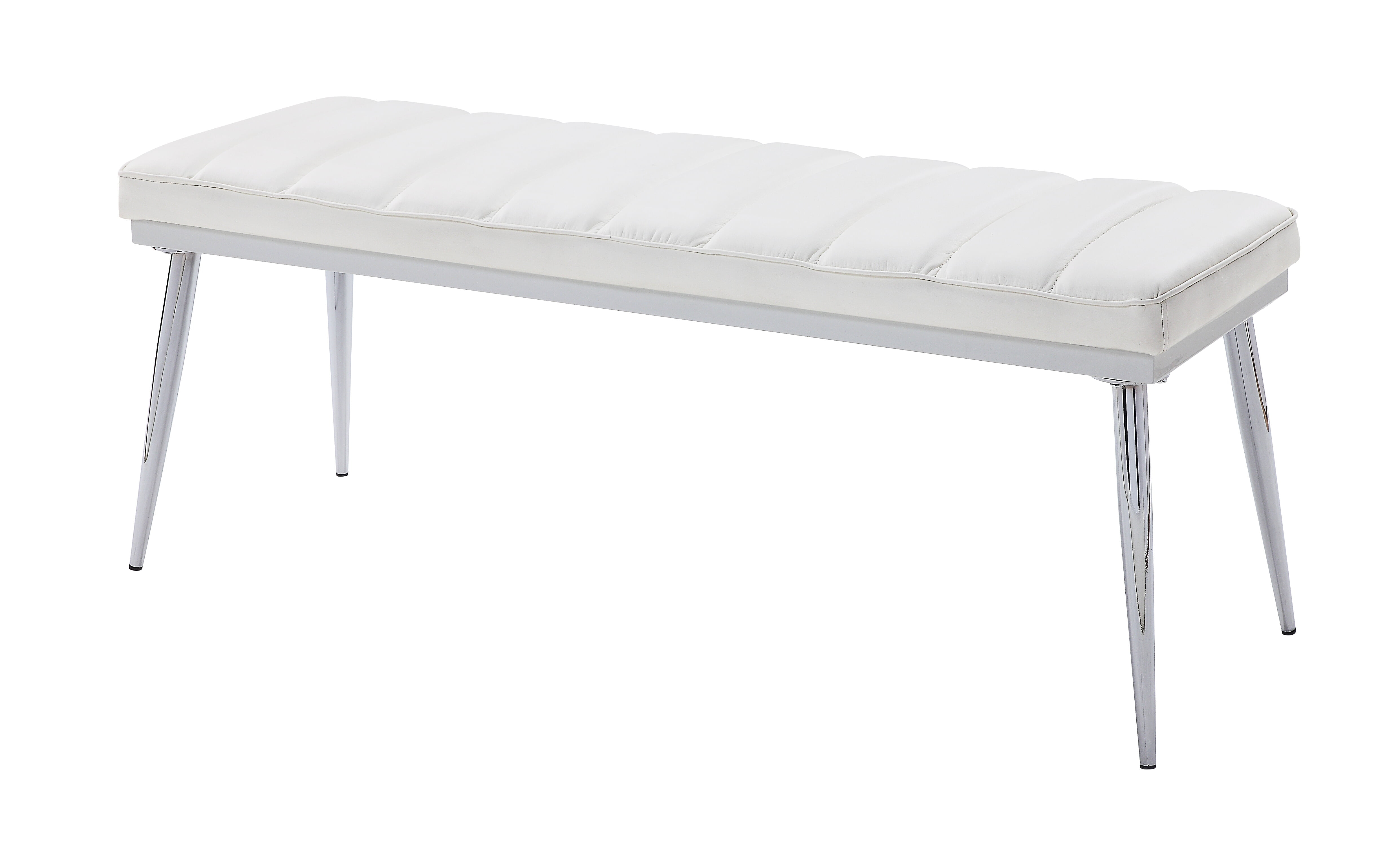 Acme Weizor Metal Frame Bench in White PU & Chrome