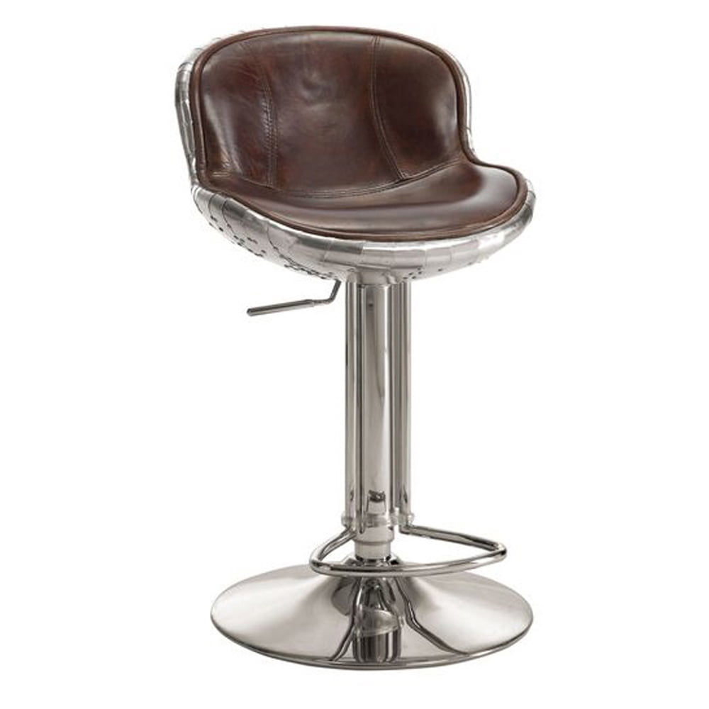 Acme Brancaster Swivel Adjustable Bar Stool in Vintage Brown