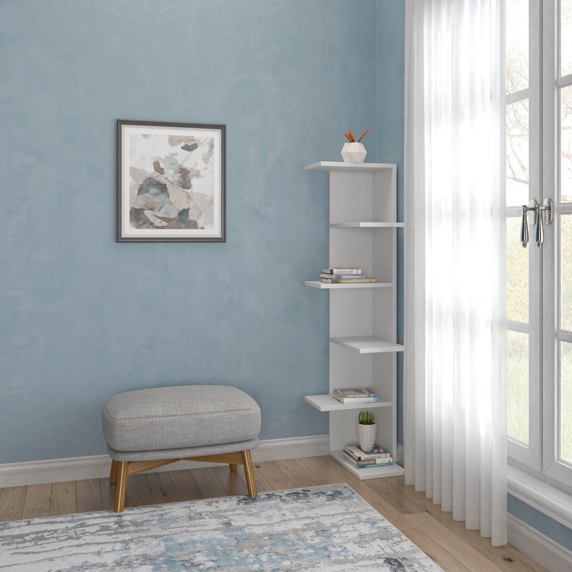 Ada Home Decor Furniture Multiple Tier Open Shelf White Bowcott Modern Bookcase