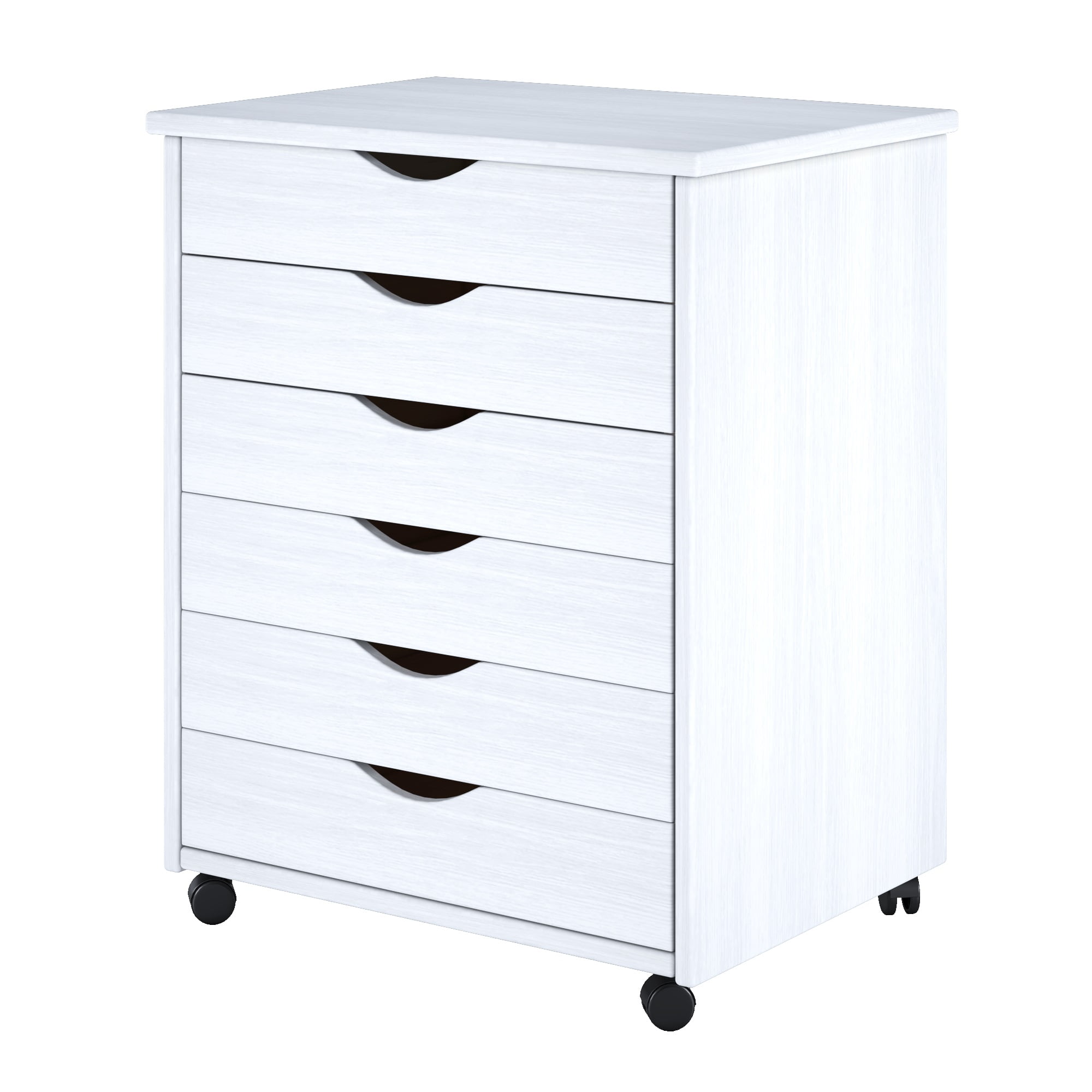 Adeptus Solid Wood 6 Drawer Original Roll Cart, White