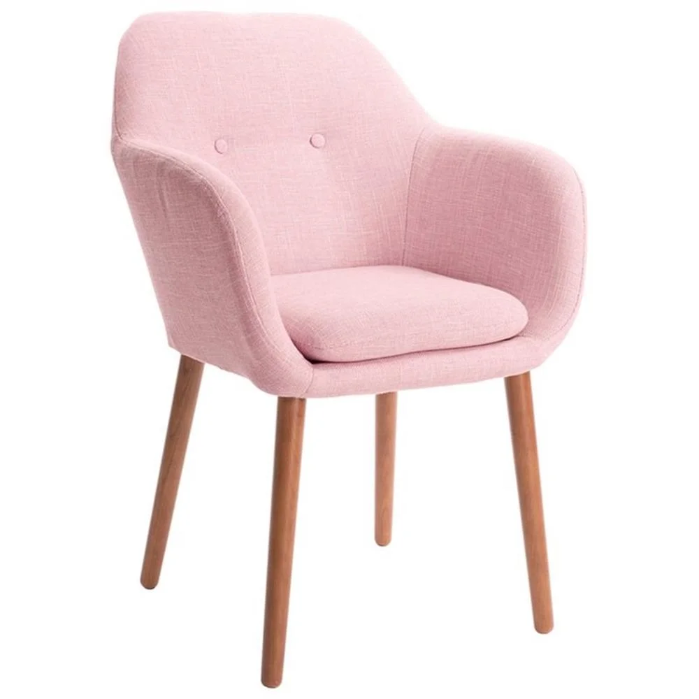 Adore Decor Roux Mid-Century Modern Fabric Accent Chair with Arms Blush Pink