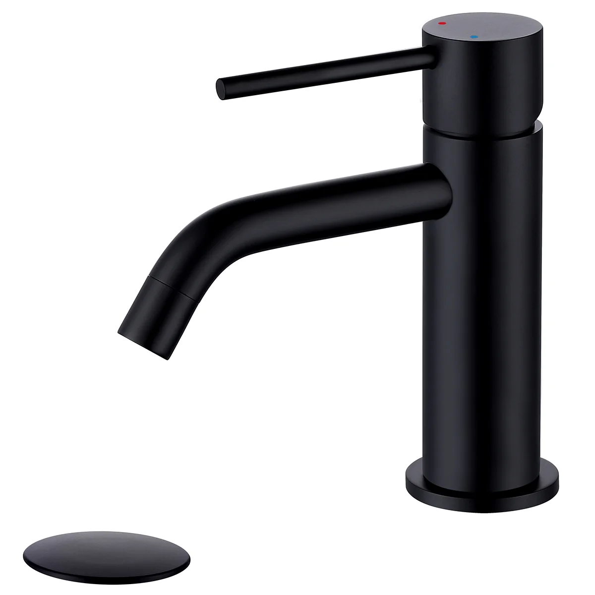 Adorer Single Hole Brass Matte Black Bathroom Faucet with Pop-up Drain Assembly, Copper Single Handle Lavatory Sink Basin Faucets Mixer Taps