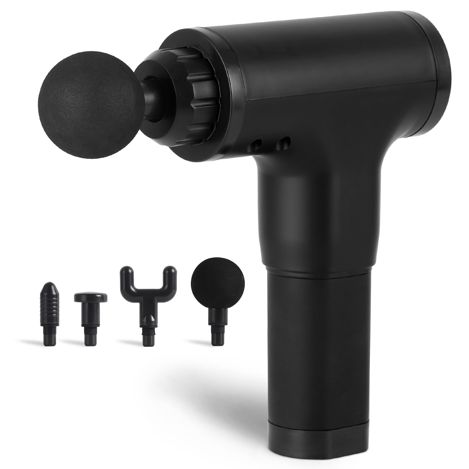 After Gym Ergonomic Percussion Massage Gun for Muscle Relief, 6 Speed, Black & 4 Massage Heads