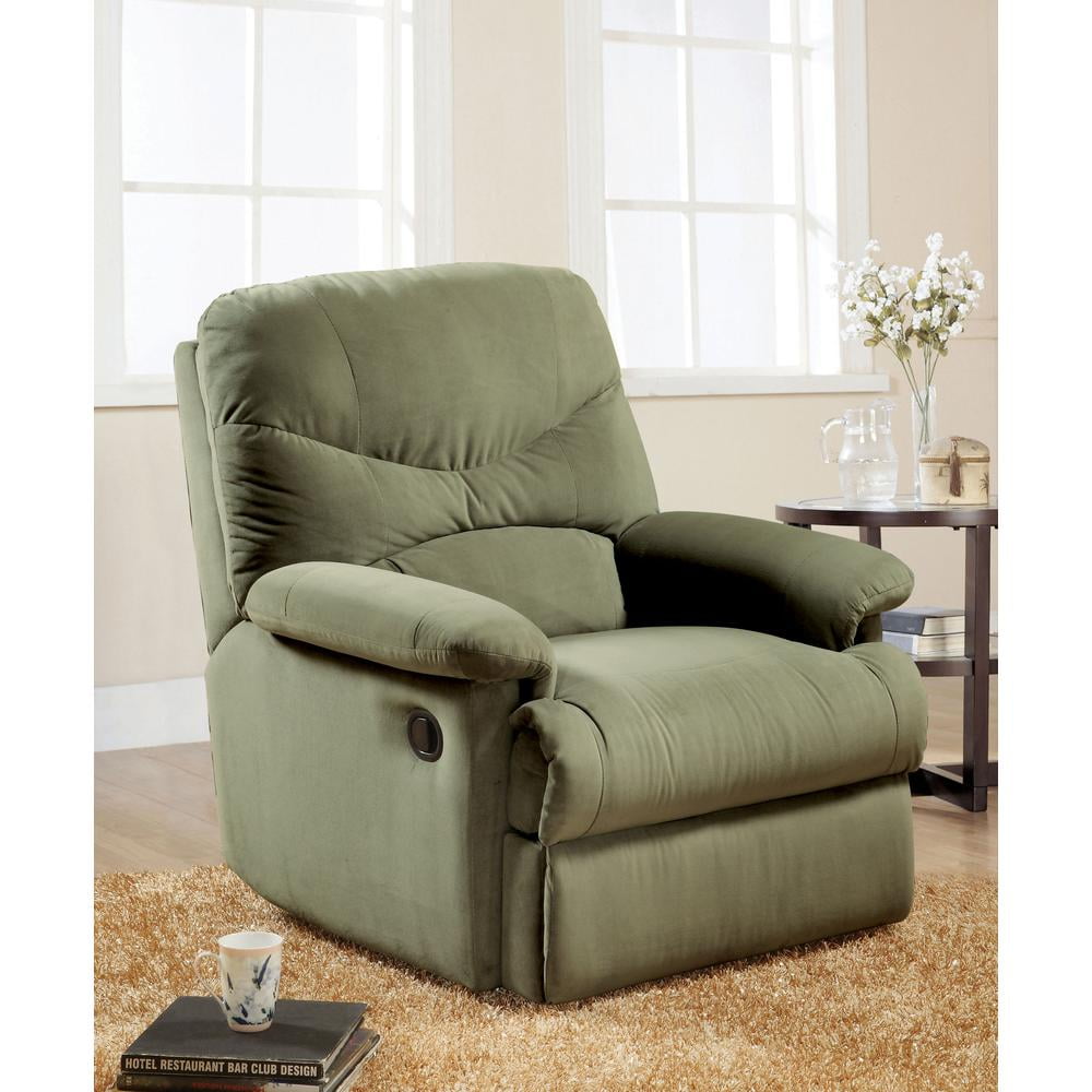 ACME Arcadia Smooth Microfiber Recliner Chair with External Handle, Sage Green
