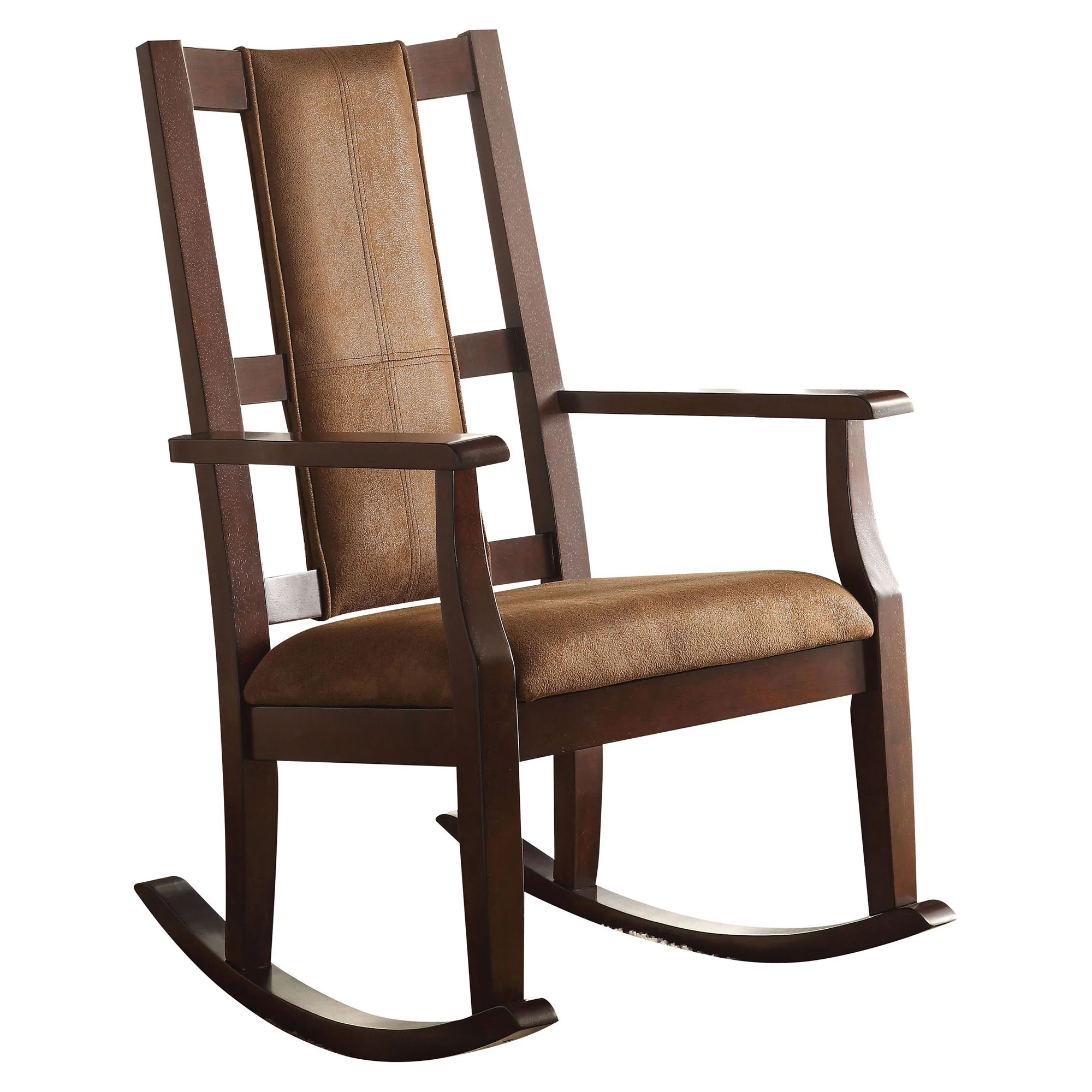 ACME Butsea Wooden Arm Rocking Chair in Brown and Espresso