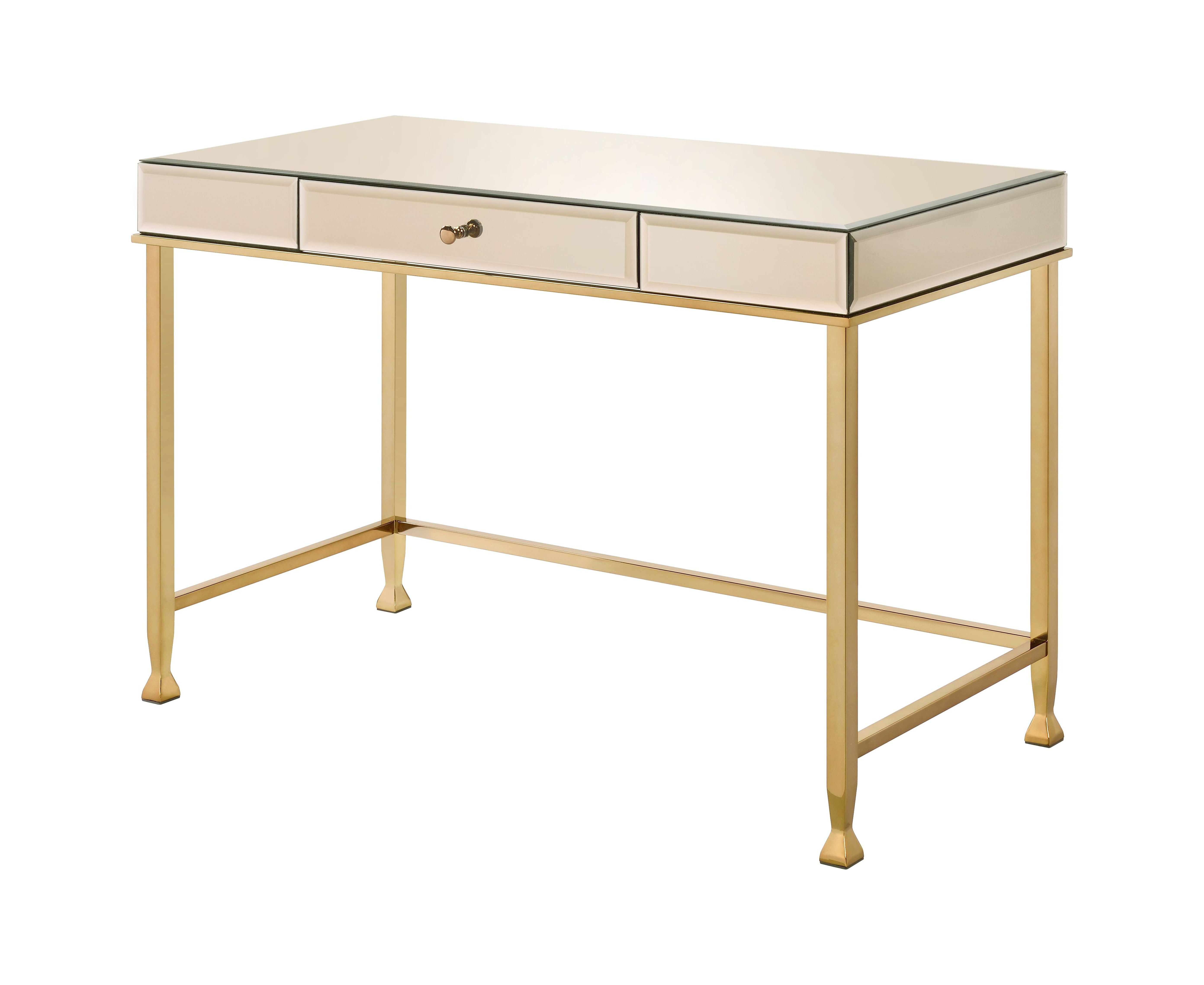ACME Canine Writing Desk in Smoky Mirrored and Champagne